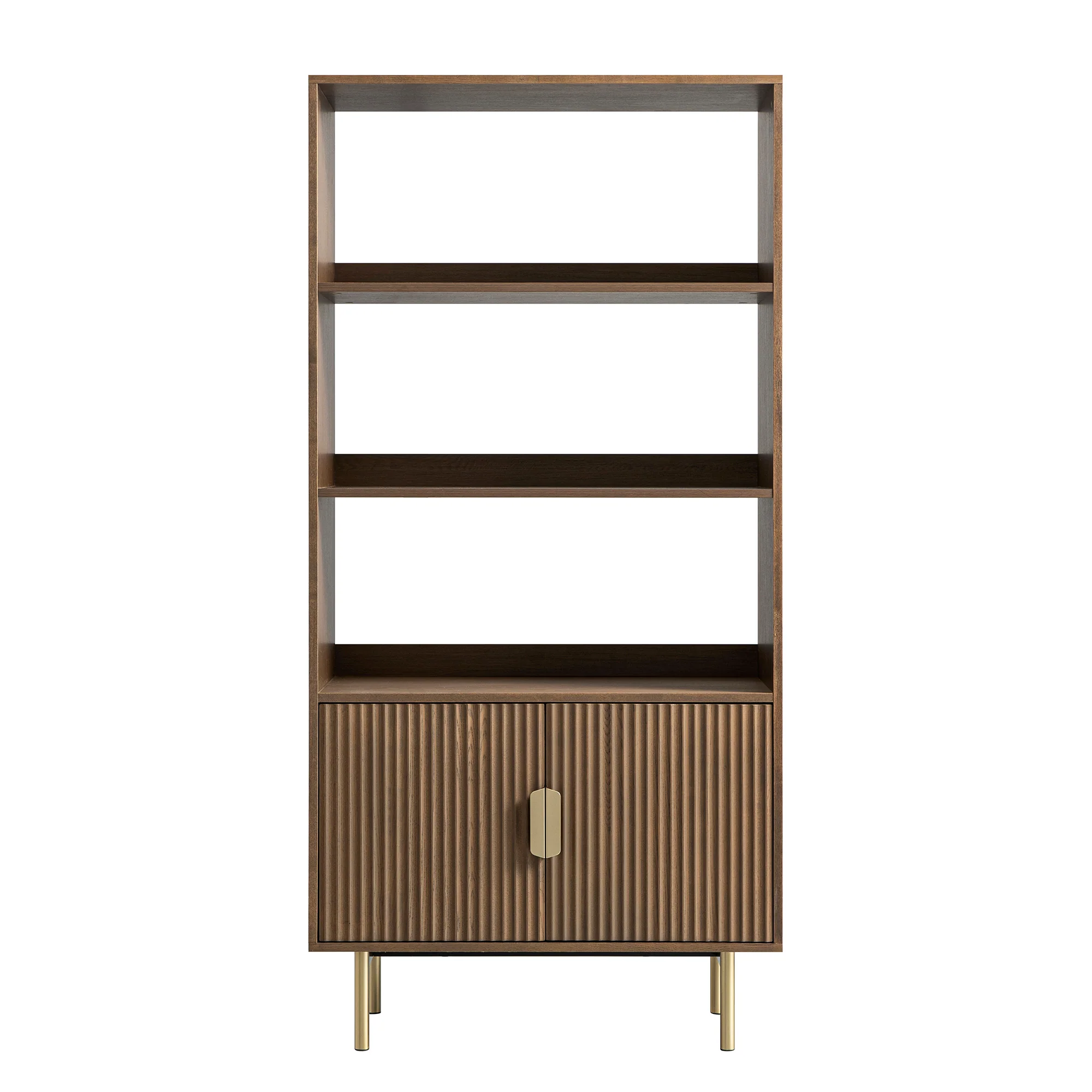 Richmond Ridged Tall Bookcase with Doors, Dark Ash - Image 8