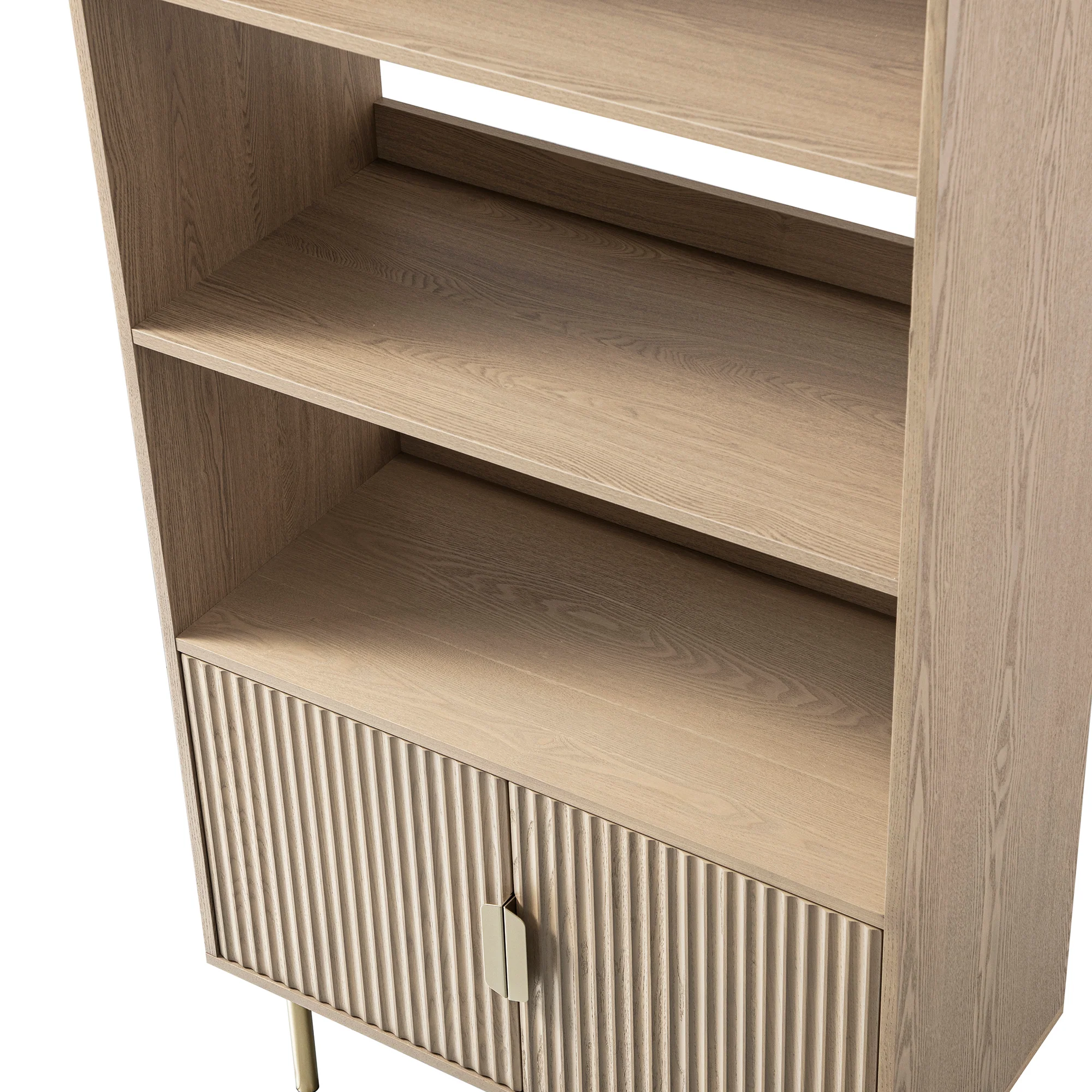 Richmond Ridged Tall Bookcase with Doors, Light Ash - Image 14