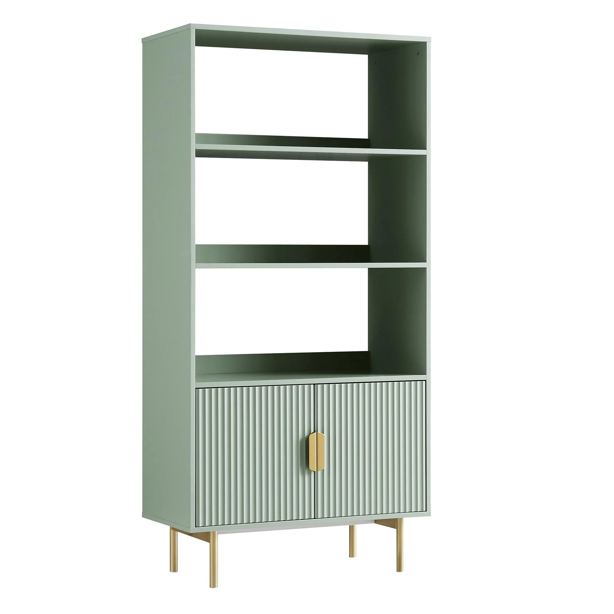 Richmond Ridged Tall Bookcase with Doors, Matte Sage Green - Image 5