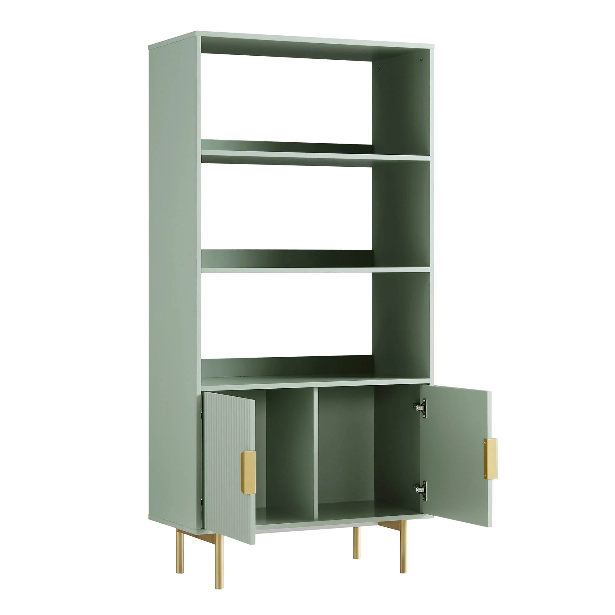 Richmond Ridged Tall Bookcase with Doors, Matte Sage Green - Image 7
