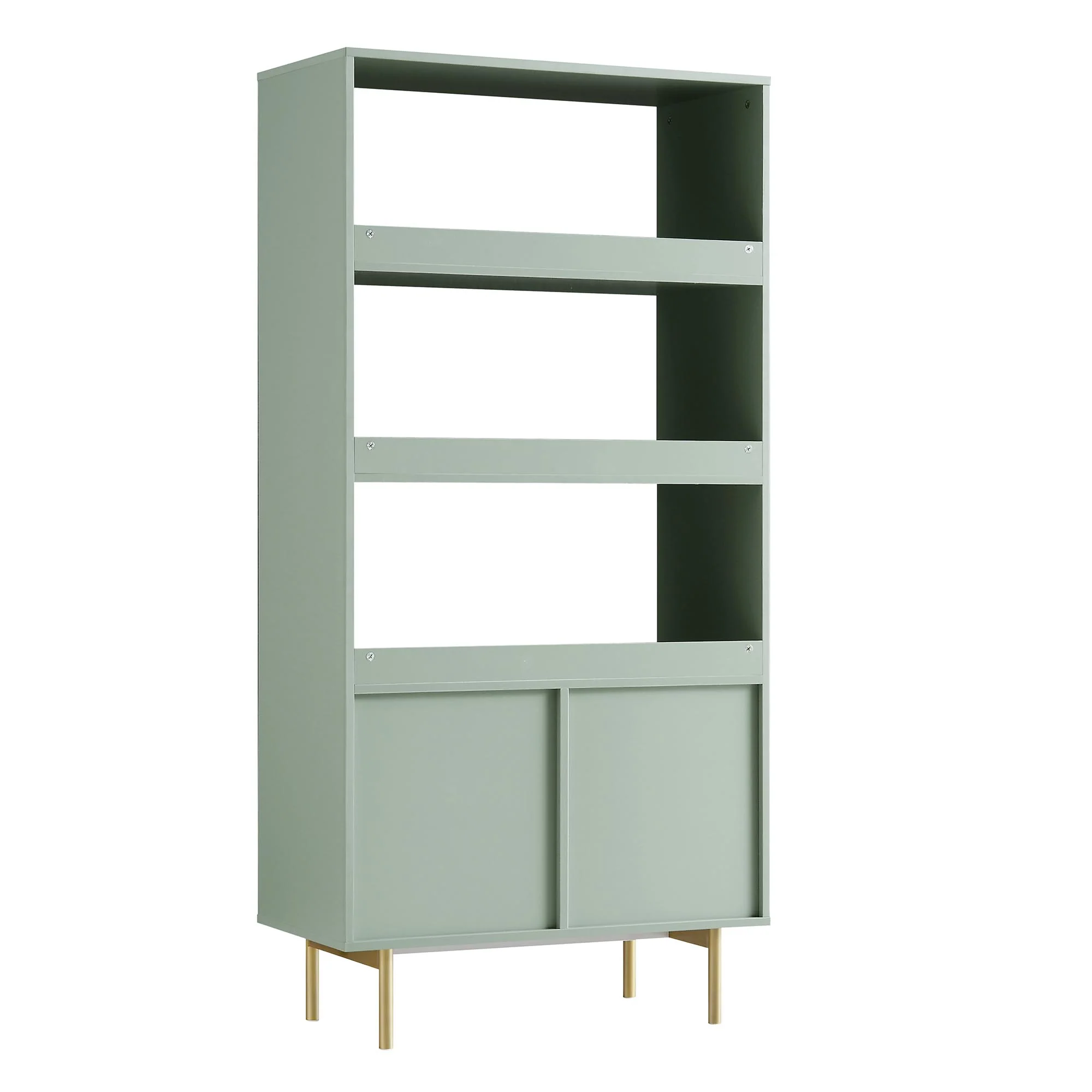 Richmond Ridged Tall Bookcase with Doors, Matte Sage Green - Image 8