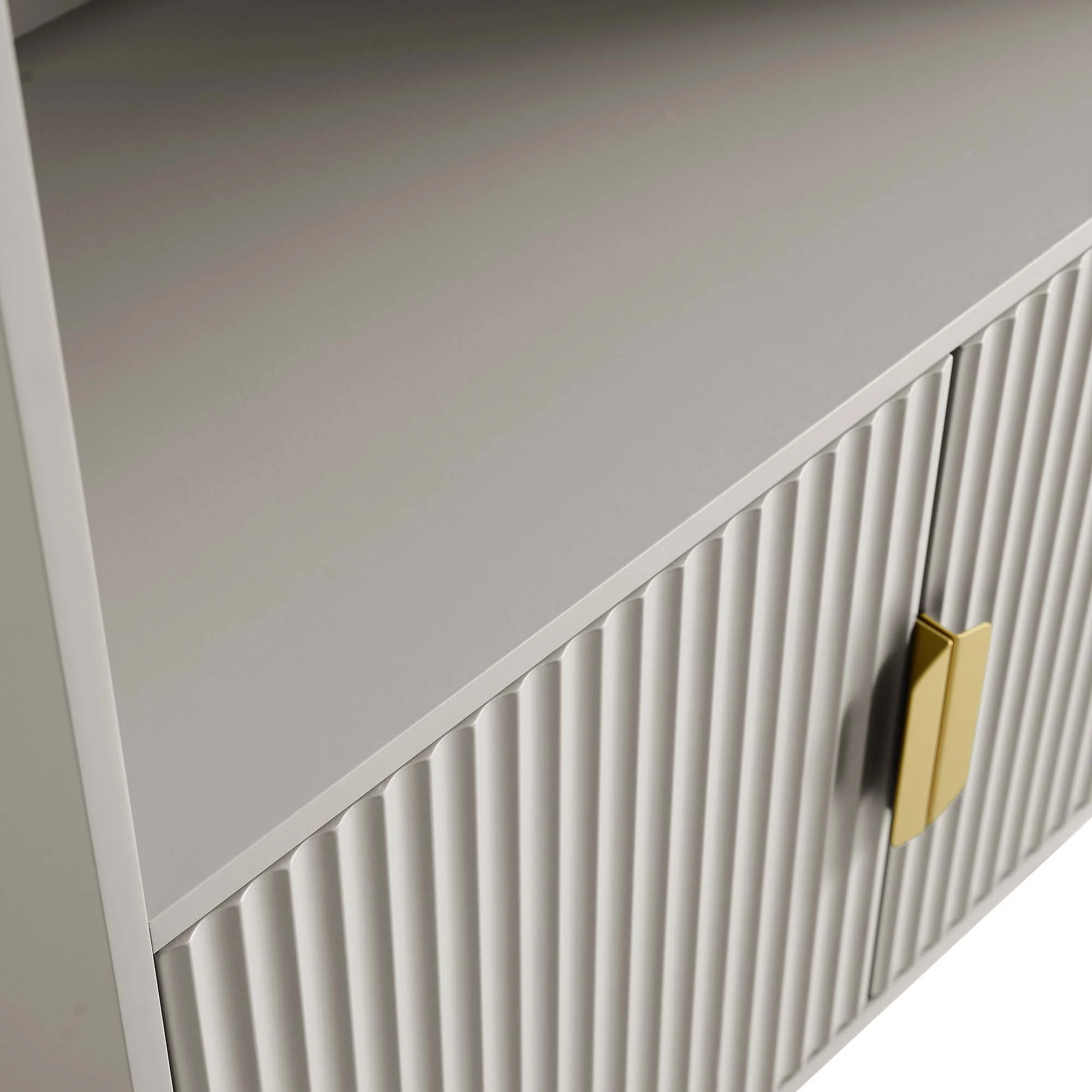 Richmond Ridged Tall Bookcase with Doors, Matte Taupe - Image 11