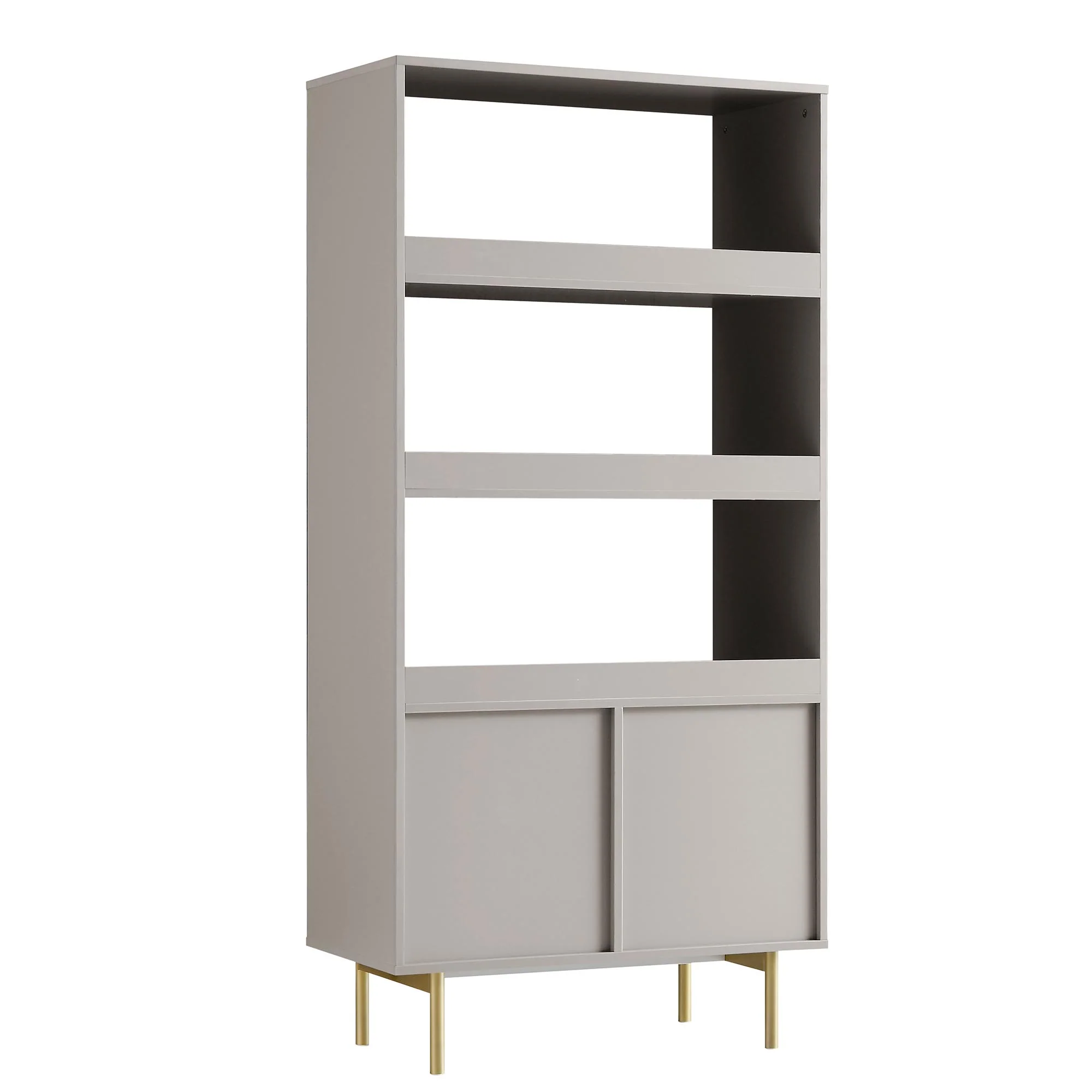Richmond Ridged Tall Bookcase with Doors, Matte Taupe - Image 9