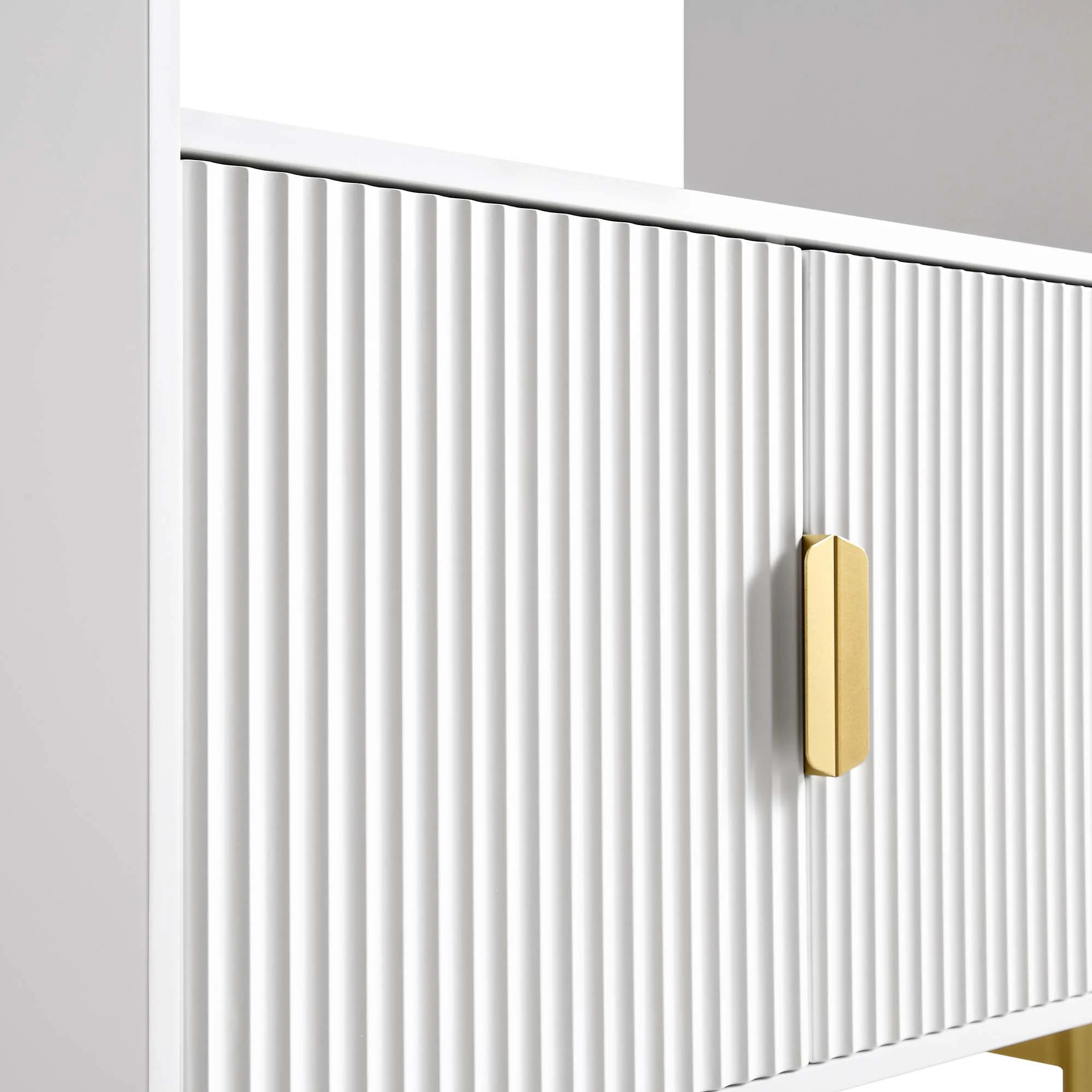 Richmond Ridged Tall Bookcase with Doors, Matte White - Image 10