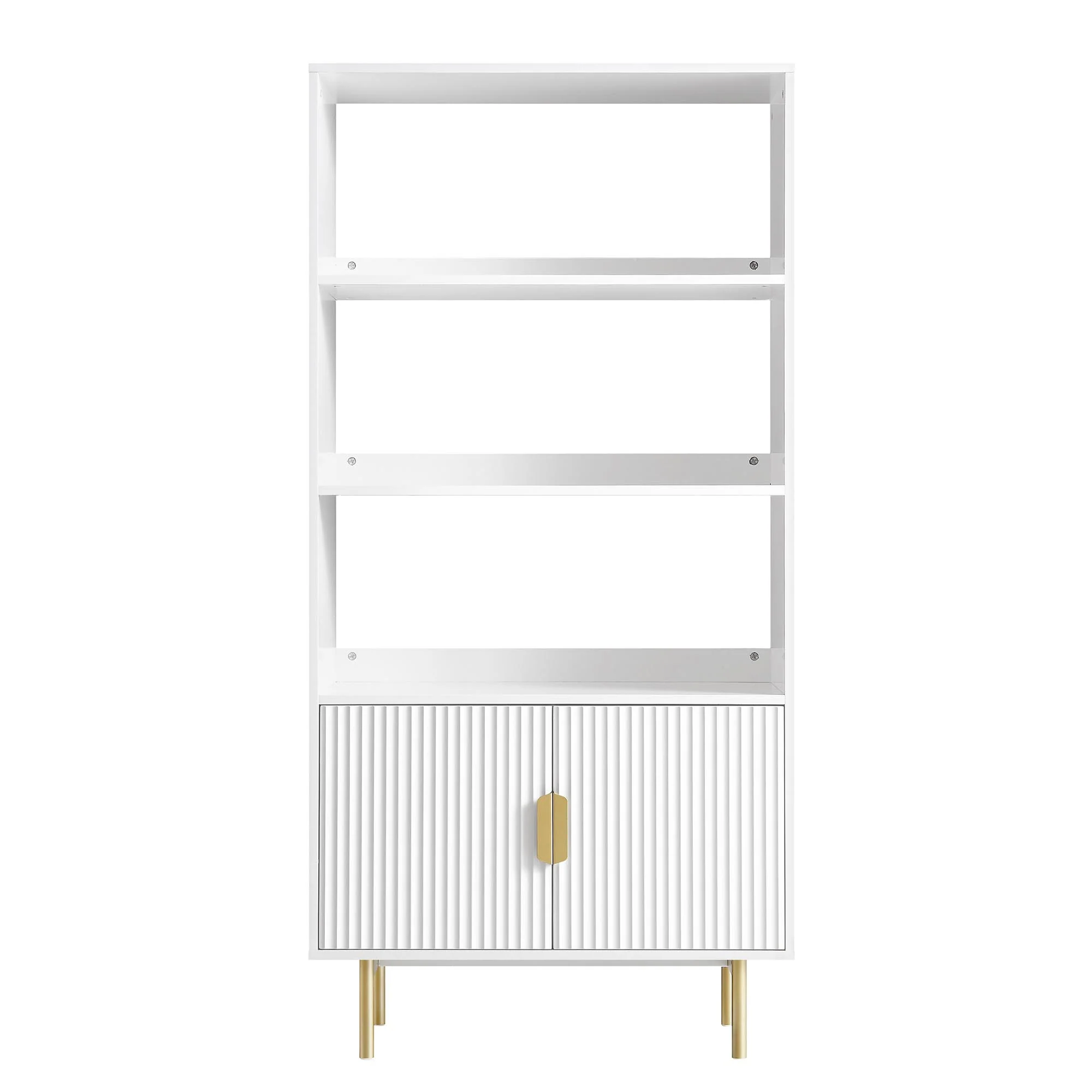 Richmond Ridged Tall Bookcase with Doors, Matte White - Image 4