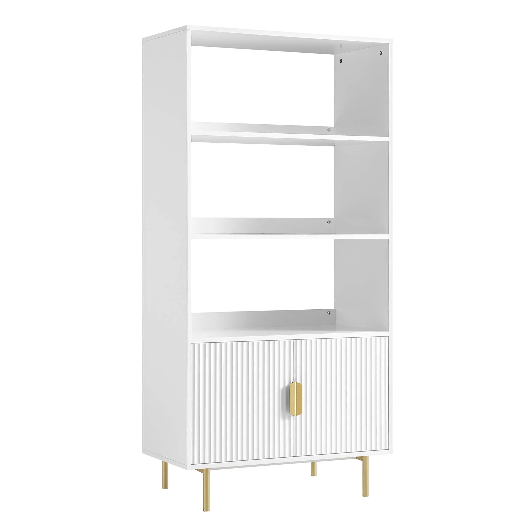 Richmond Ridged Tall Bookcase with Doors, Matte White - Image 5