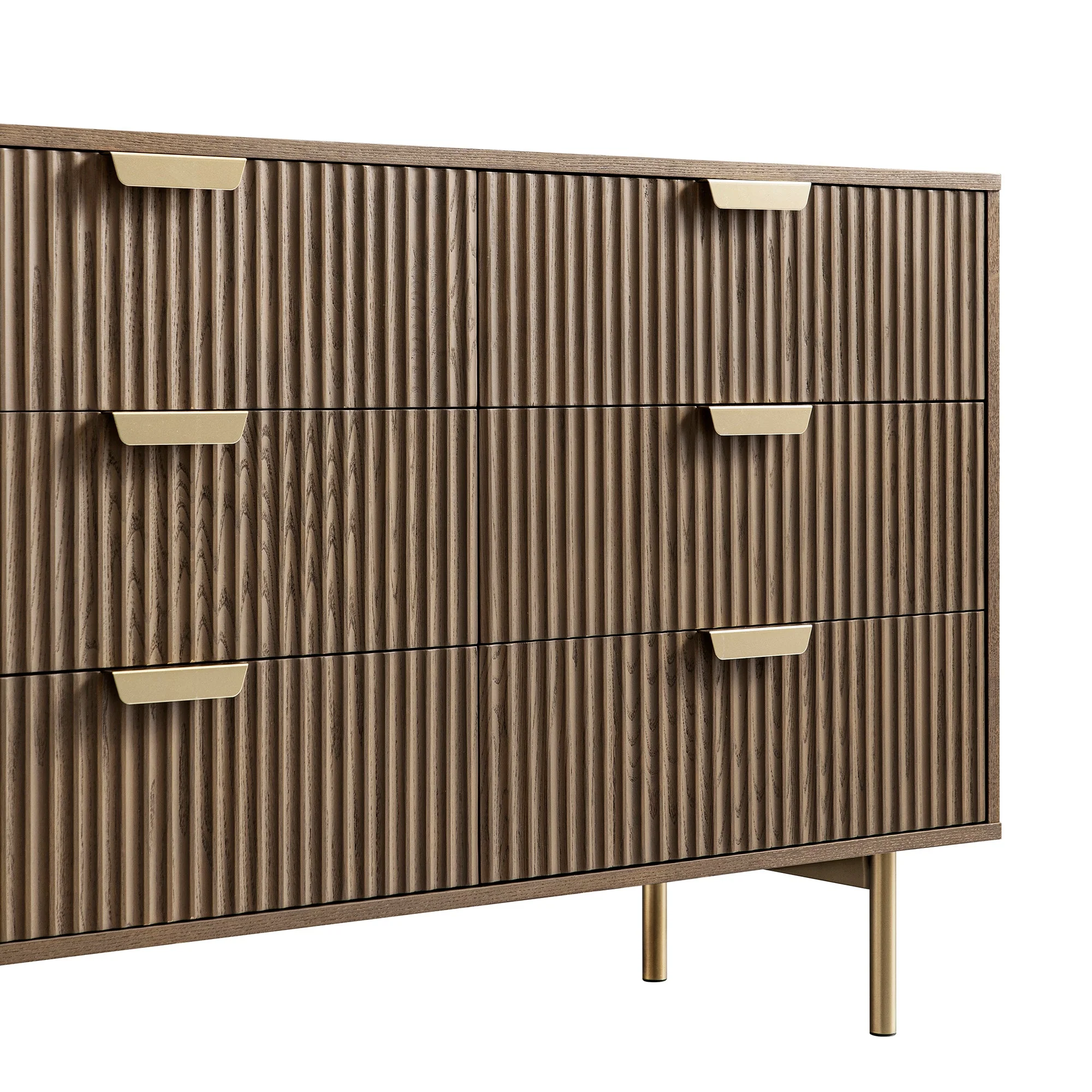 Richmond Ridged Wide Chest of 6 Drawers, Dark Ash - Image 12