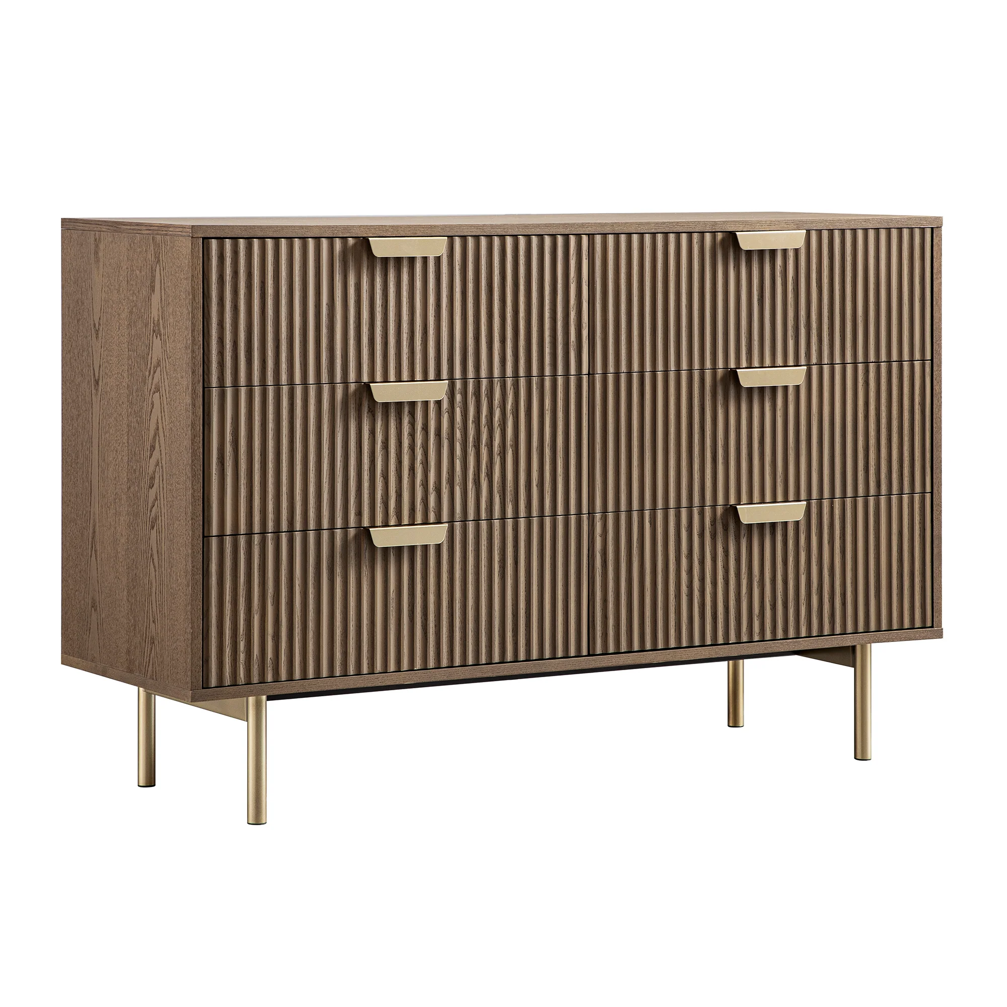 Richmond Ridged Wide Chest of 6 Drawers, Dark Ash - Image 7