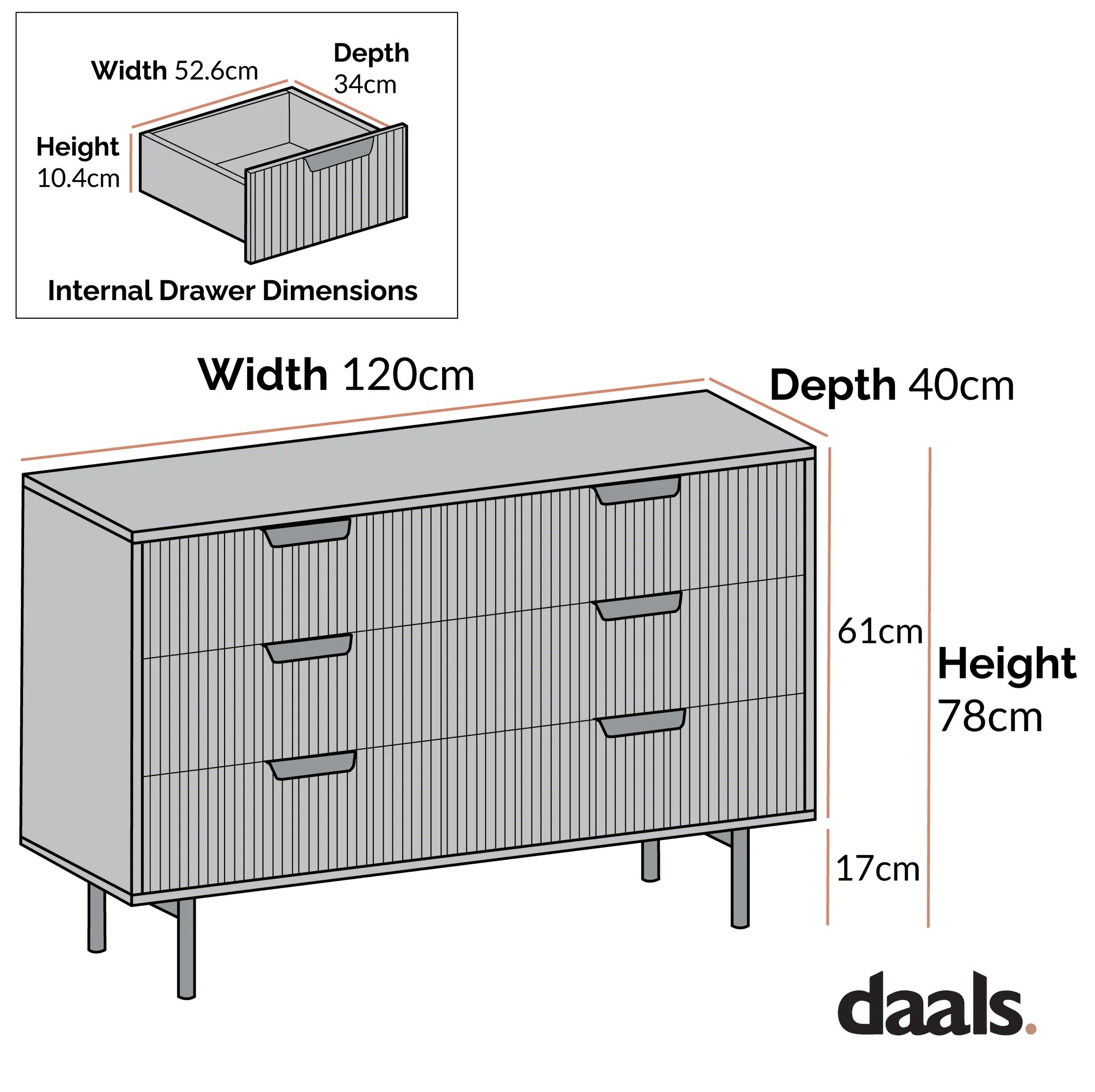 Richmond Ridged Wide Chest of 6 Drawers, Light Ash - Image 9