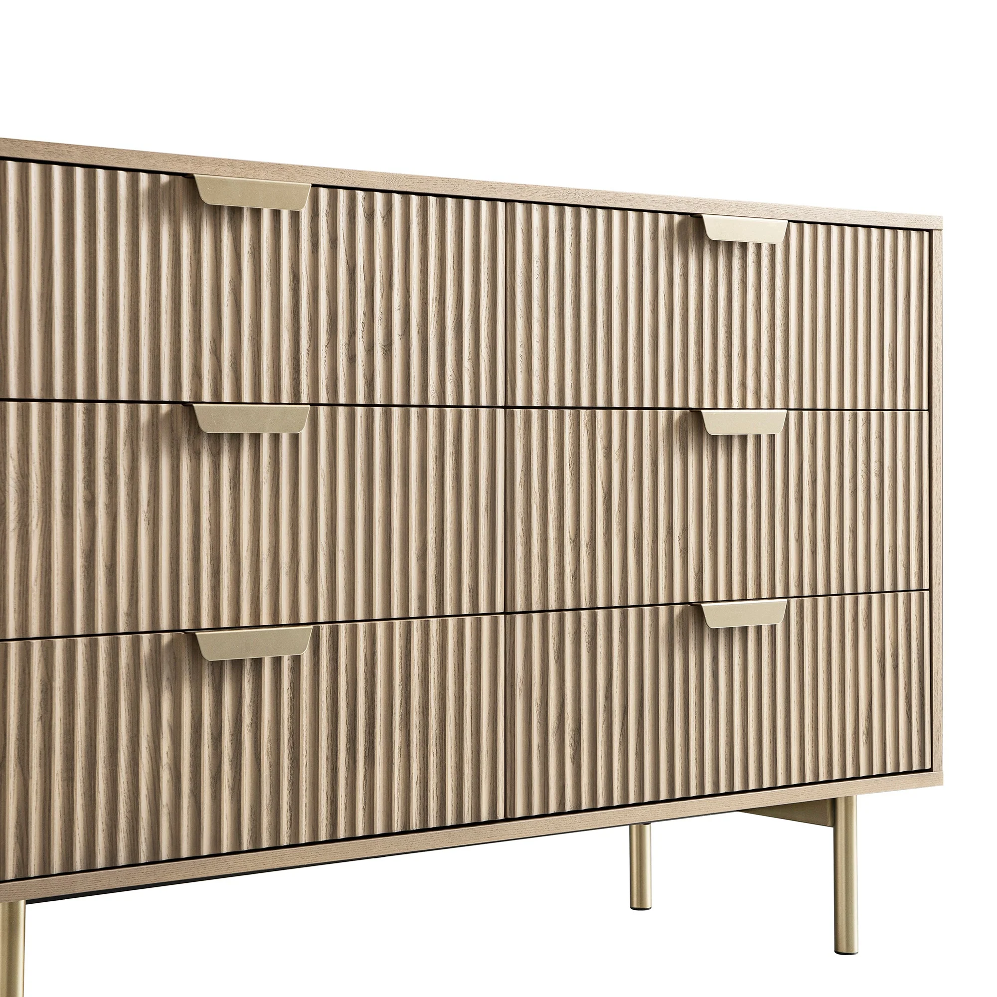 Richmond Ridged Wide Chest of 6 Drawers, Light Ash - Image 14