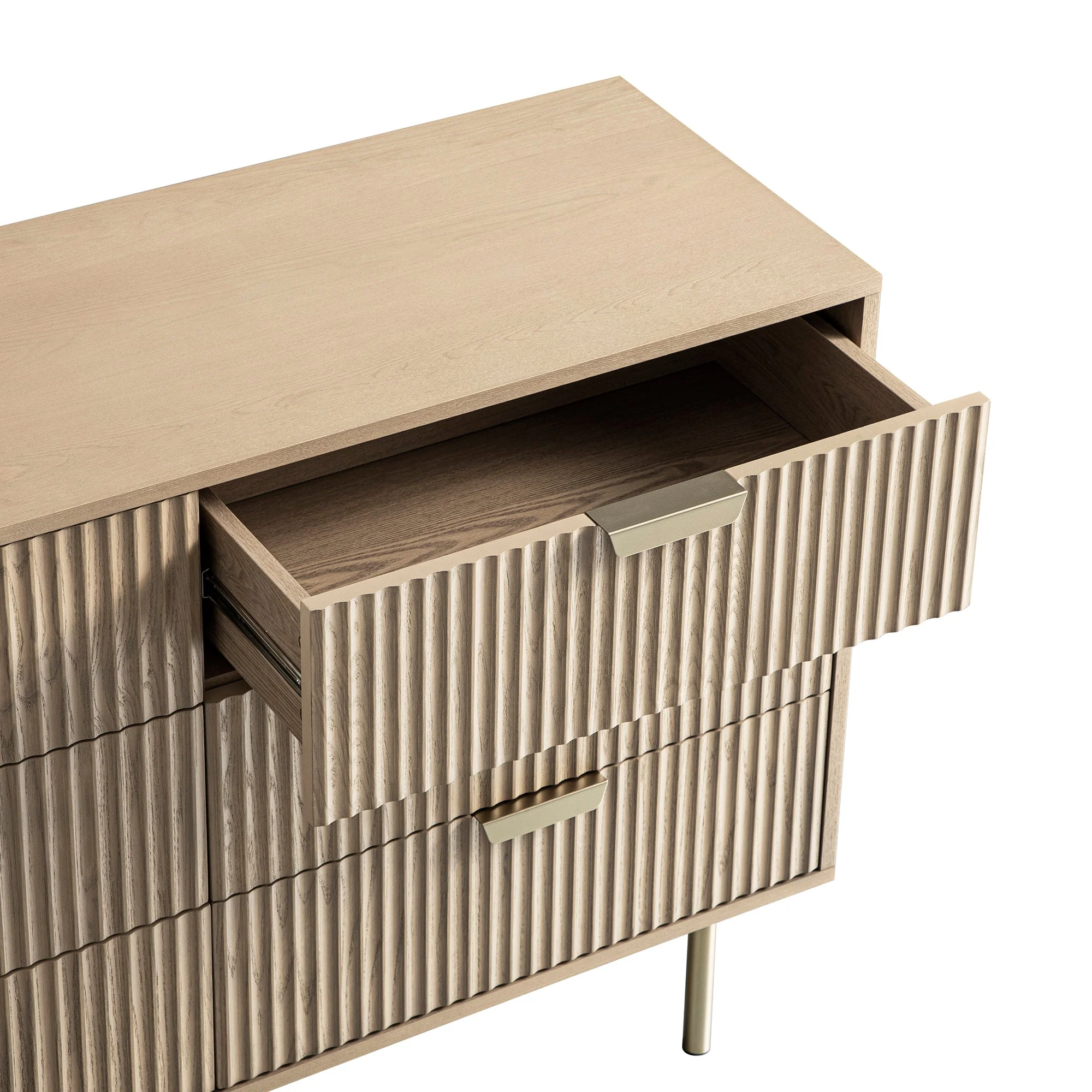 Richmond Ridged Wide Chest of 6 Drawers, Light Ash - Image 15