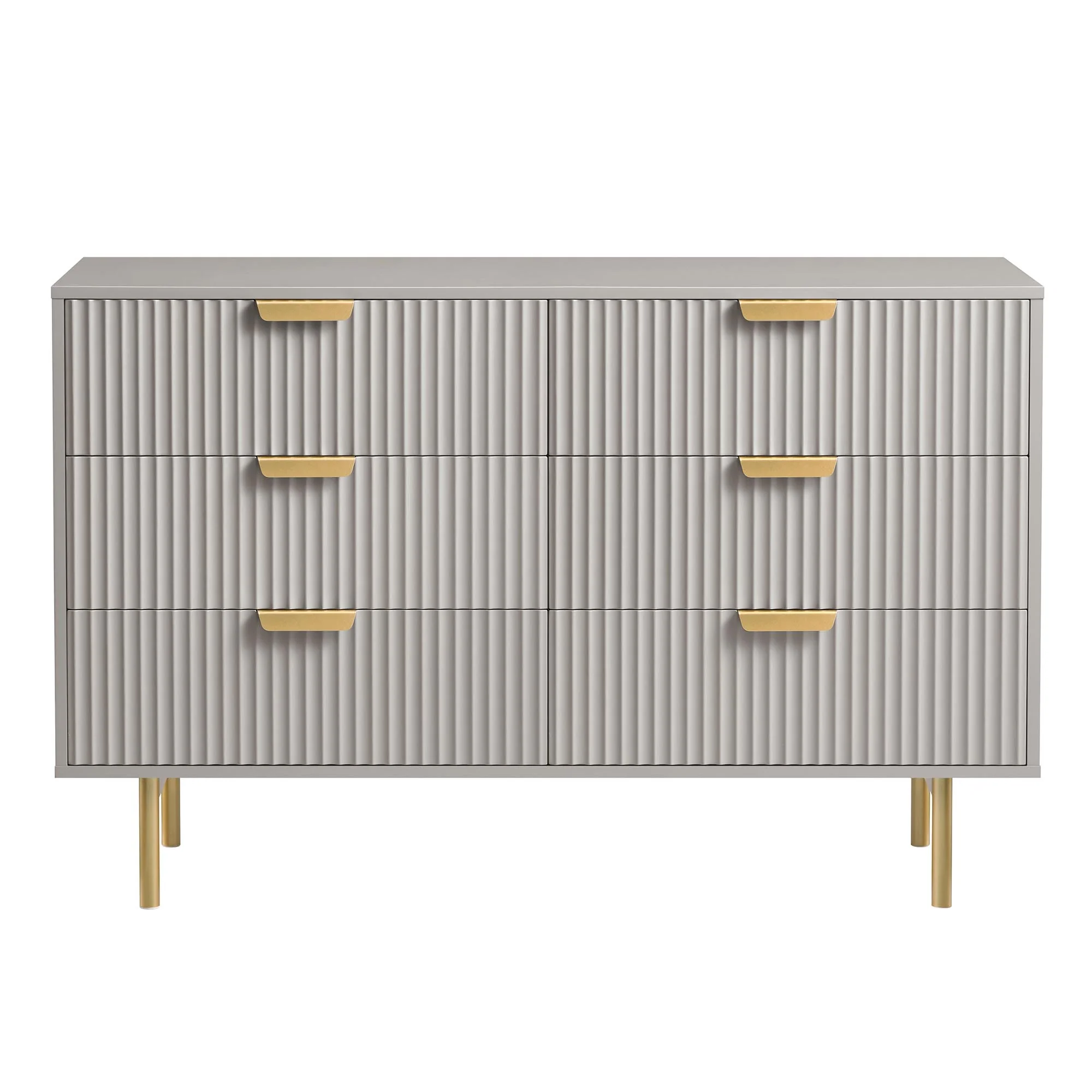 Richmond Ridged Wide Chest of 6 Drawers, Matte Taupe - Image 4