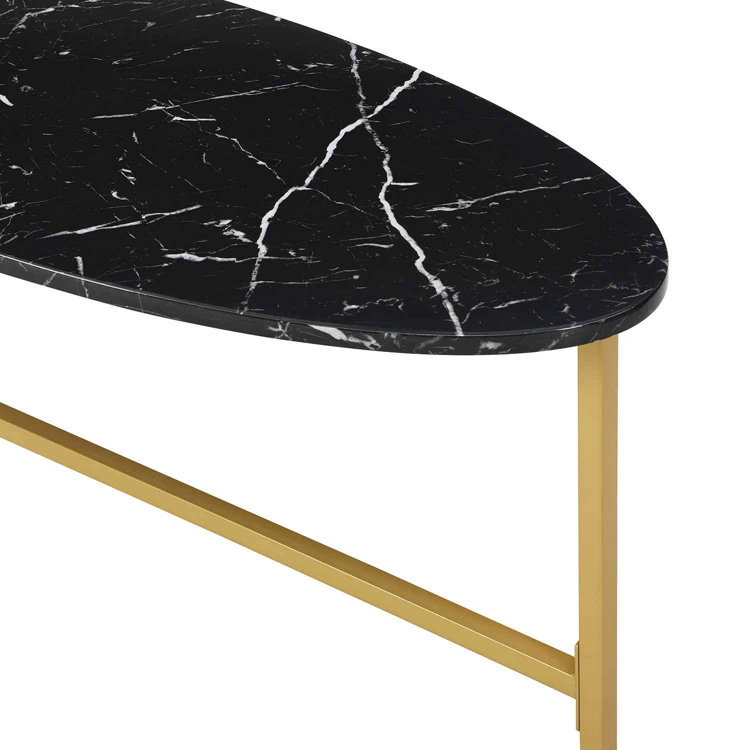 Sarina Black & White Marble Effect Oval Coffee Table - Image 10