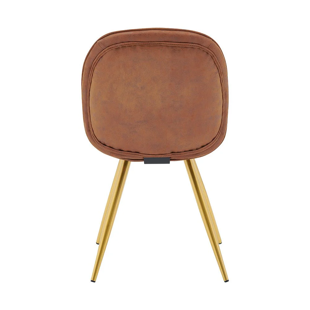 Set of 2 Cosford Diamond Stitch Dining Chairs (Vintage Tan Leather Effect Fabric) - Image 8