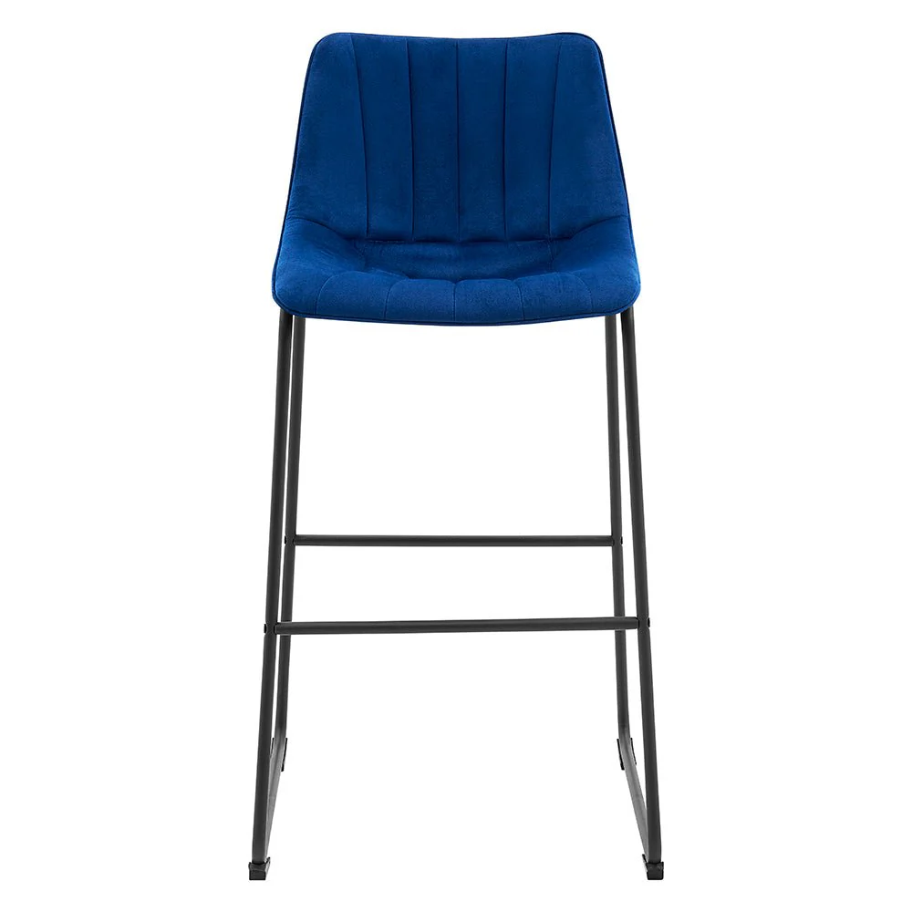 Sutton Set of 2 Barstools with Fluted Back (Blue Velvet) - Image 5