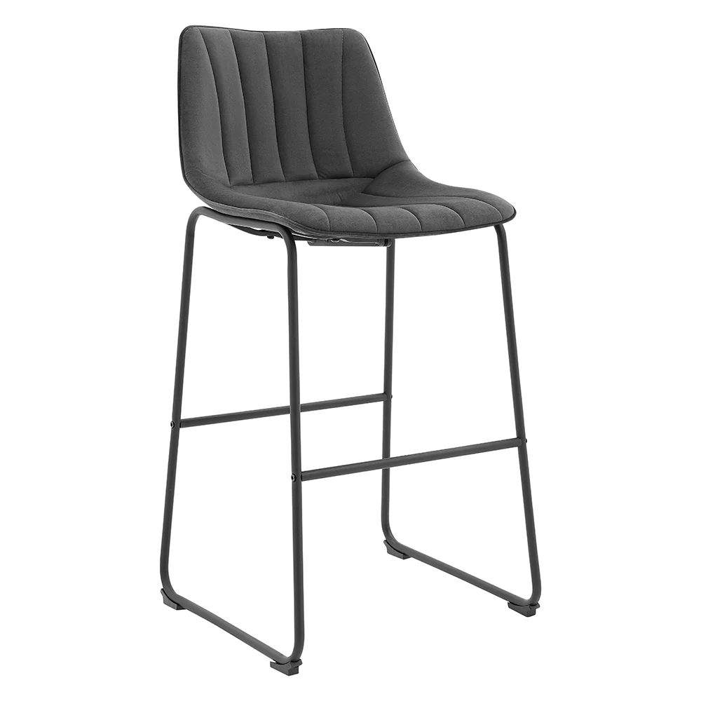 Sutton Set of 2 Barstools with Fluted Back (Grey Velvet) - Image 4