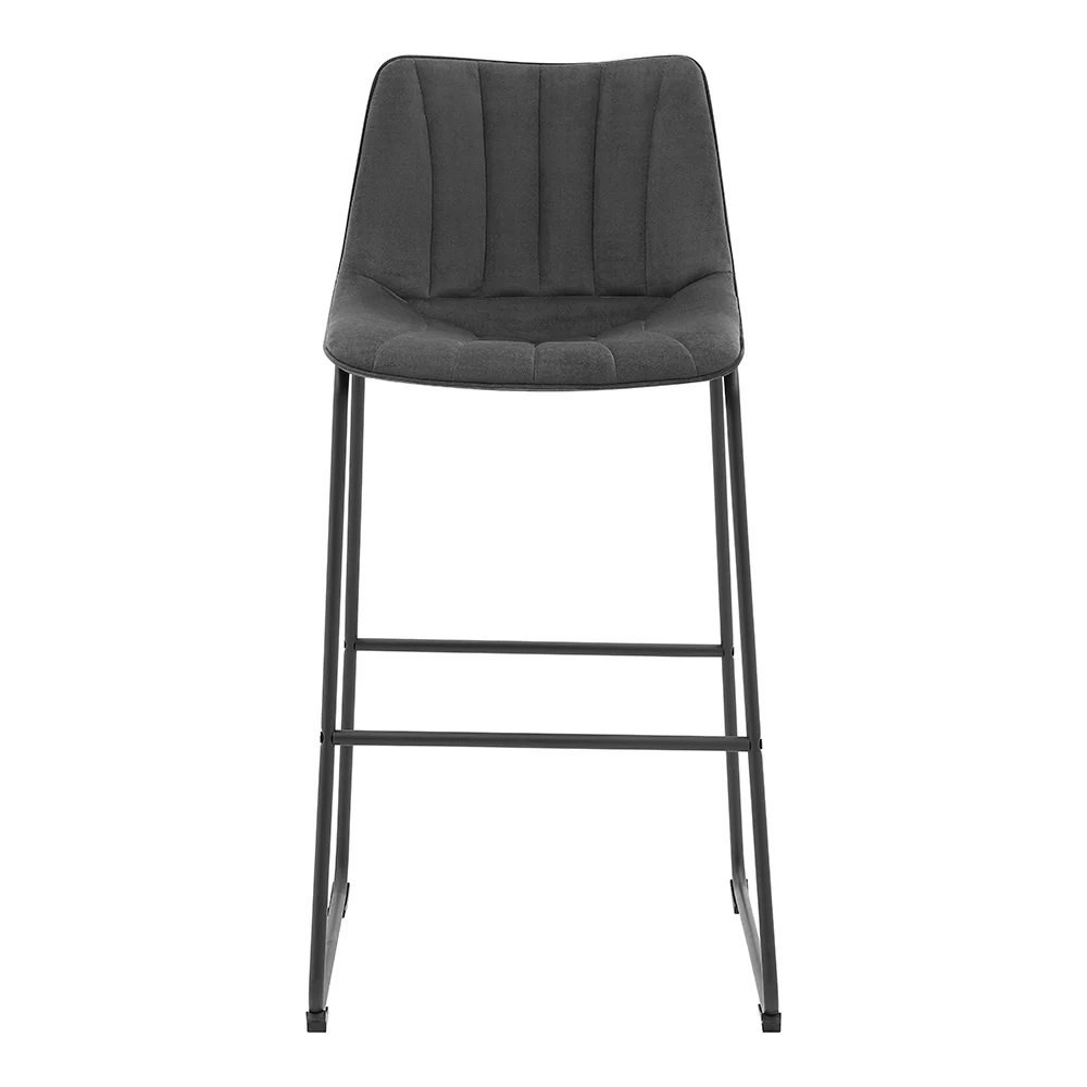 Sutton Set of 2 Barstools with Fluted Back (Grey Velvet) - Image 5