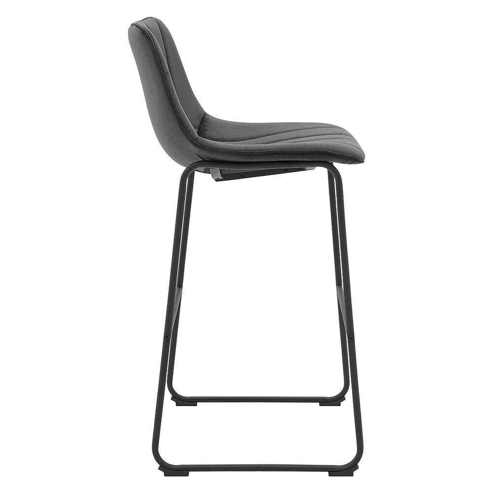 Sutton Set of 2 Barstools with Fluted Back (Grey Velvet) - Image 7