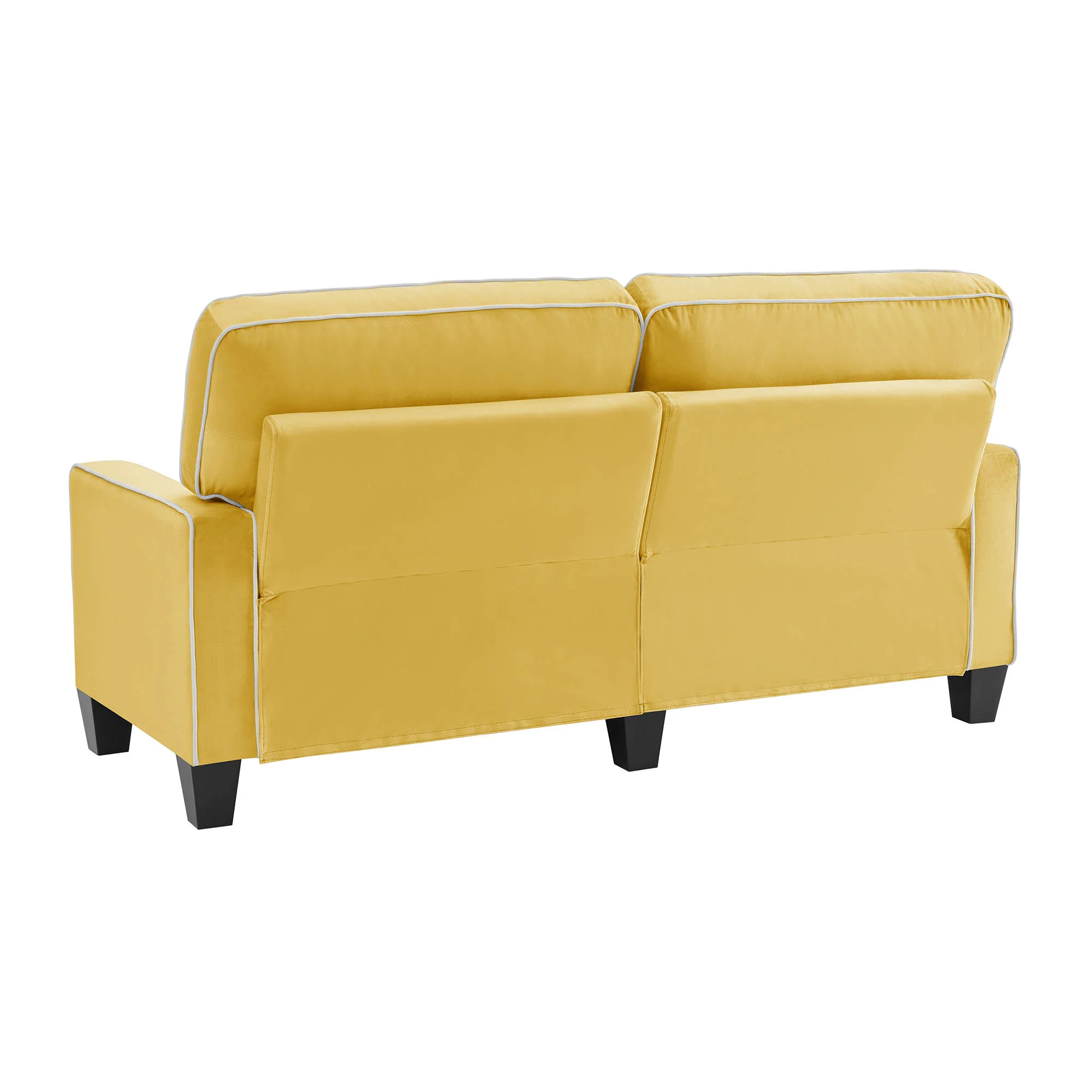 Sherbrook Large 2-Seater Mustard Yellow Velvet Sofa with Contrasting Piping - Image 6