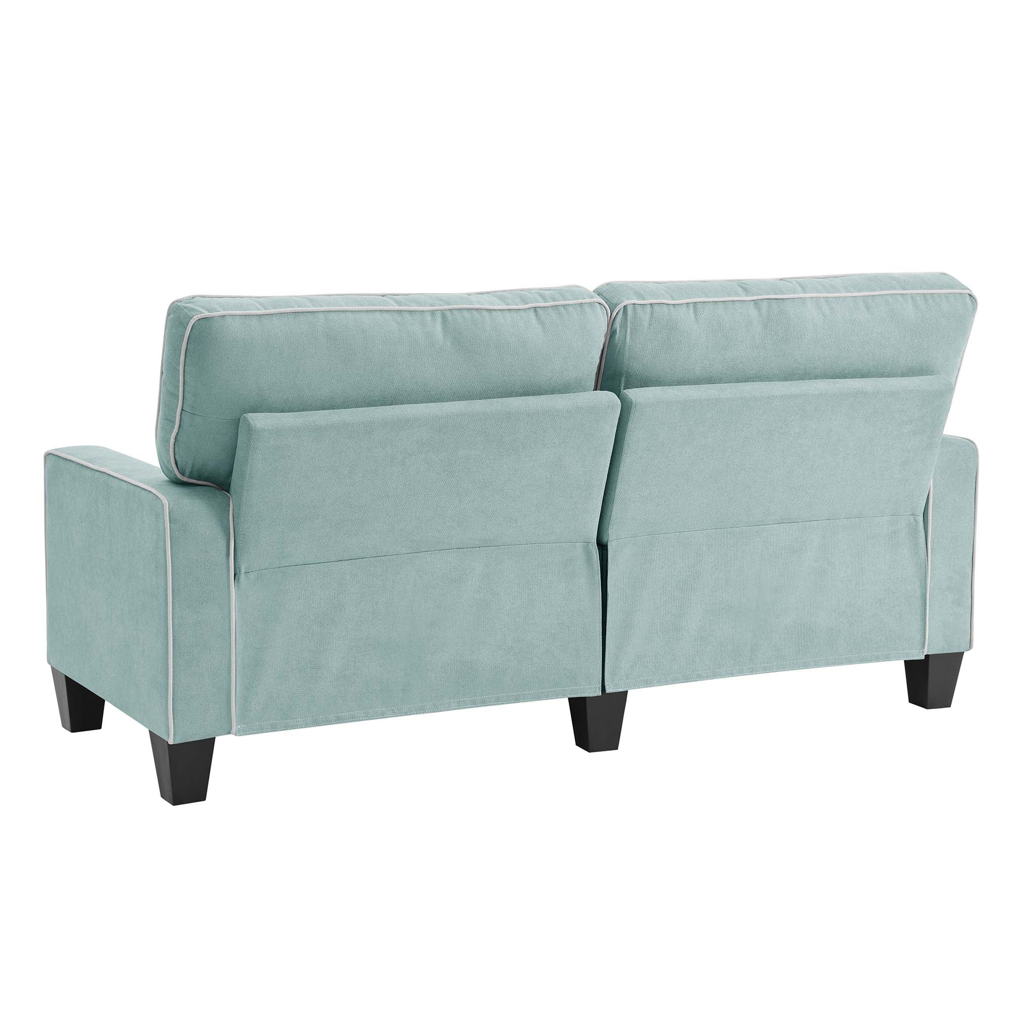 Sherbrook Large 2-Seater Mint Brushed Fabric Sofa with Contrasting Piping - Image 6