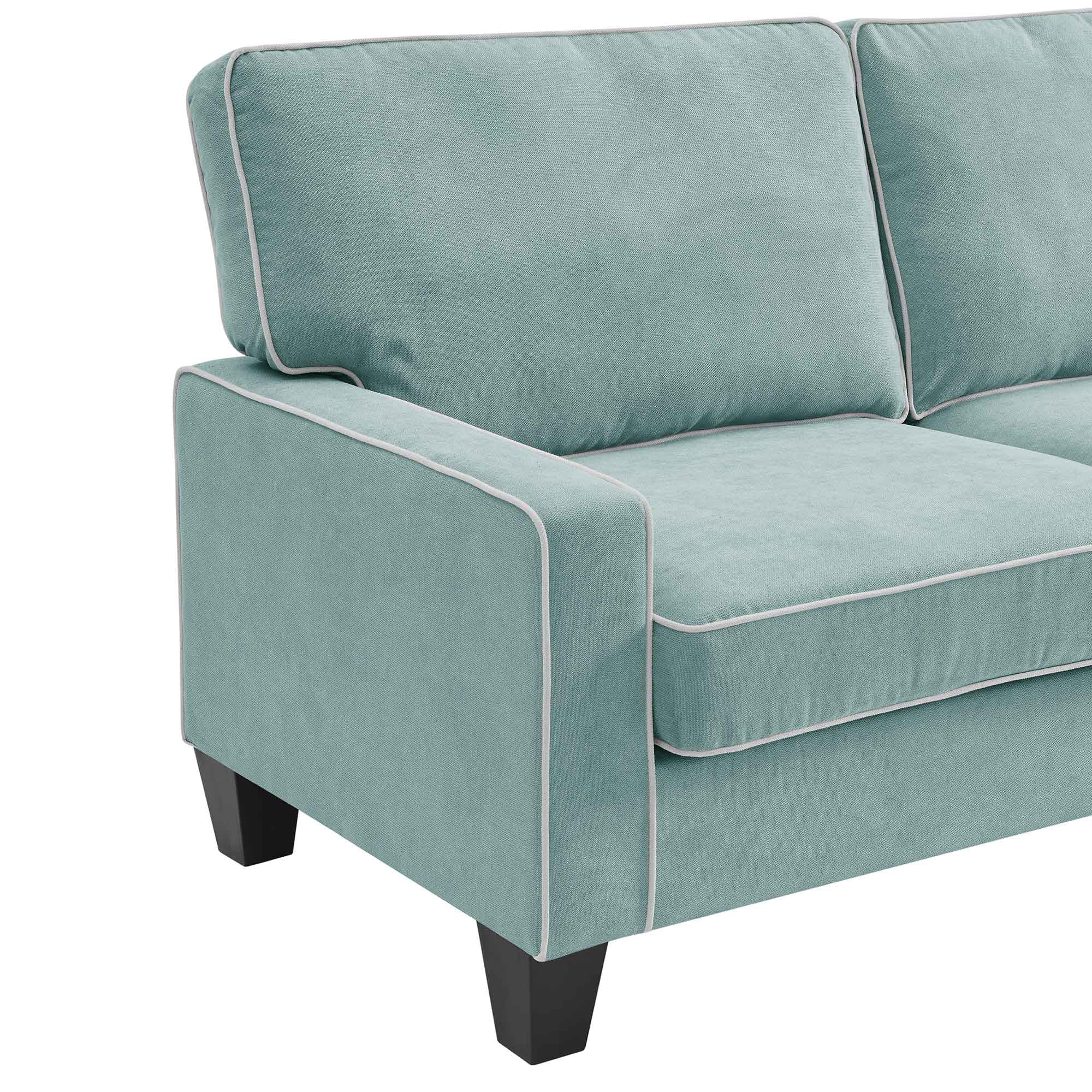 Sherbrook Large 2-Seater Mint Brushed Fabric Sofa with Contrasting Piping - Image 7