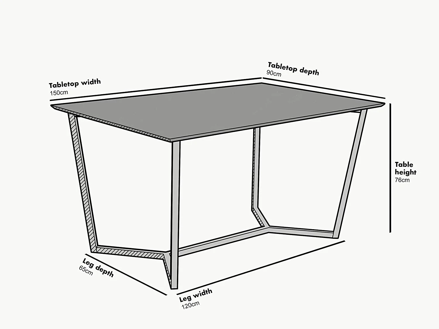 SIERRE 6 Seater Dark Oak Dining Table with Geometric Metal Legs - Image 5