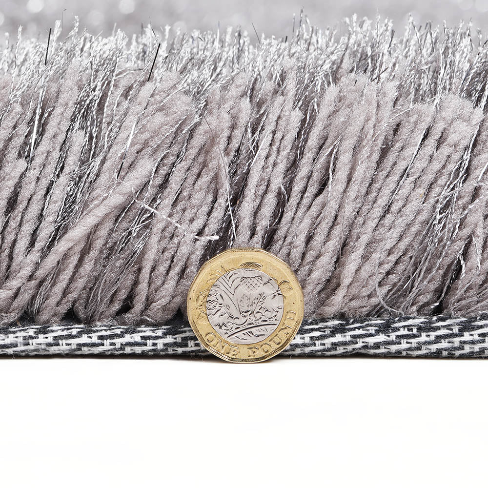 Silver Tufted Shaggy Rug 140 x 200 cm - Image 6