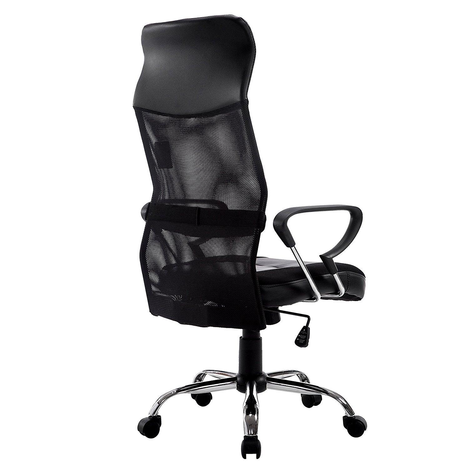 Sleek Design High Back Mesh Fabric Swivel Office Chair with Chrome Base, MO57 Black - Image 5