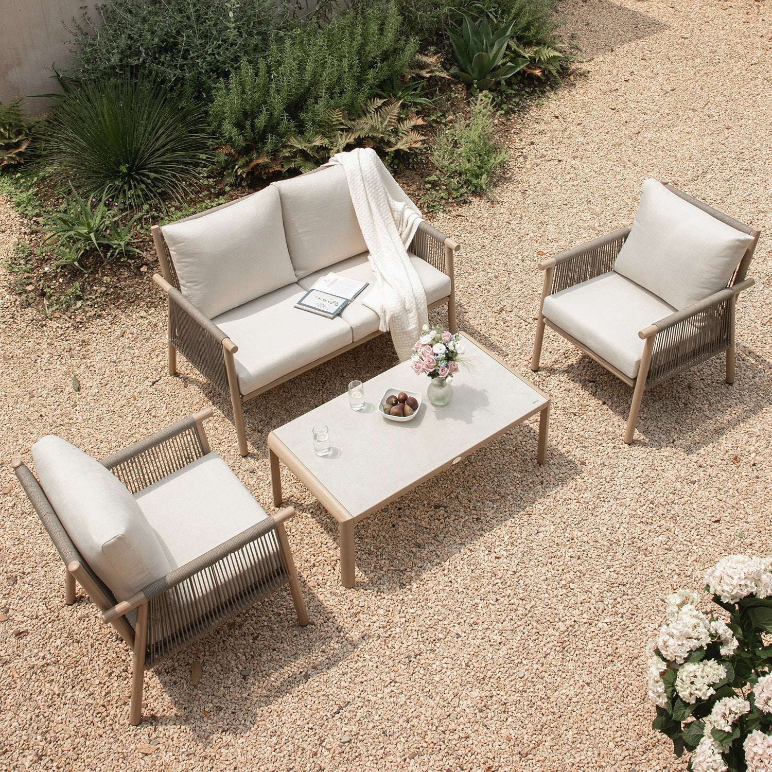 Soller Indoor and Outdoor Rope Weave 4-Seater Sofa Set - Image 3