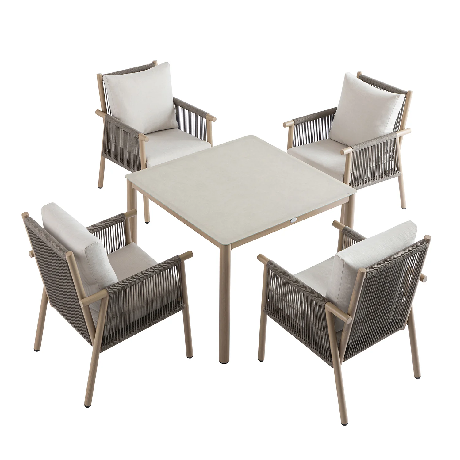 Soller Indoor and Outdoor Rope Weave 4-Seater Square Dining Set - Image 10