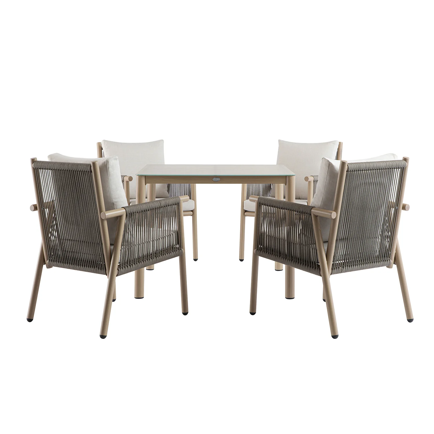 Soller Indoor and Outdoor Rope Weave 4-Seater Square Dining Set - Image 12