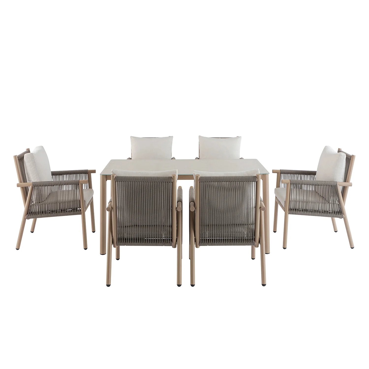 Soller Indoor and Outdoor Rope Weave 6-Seater Rectangular Dining Set - Image 13
