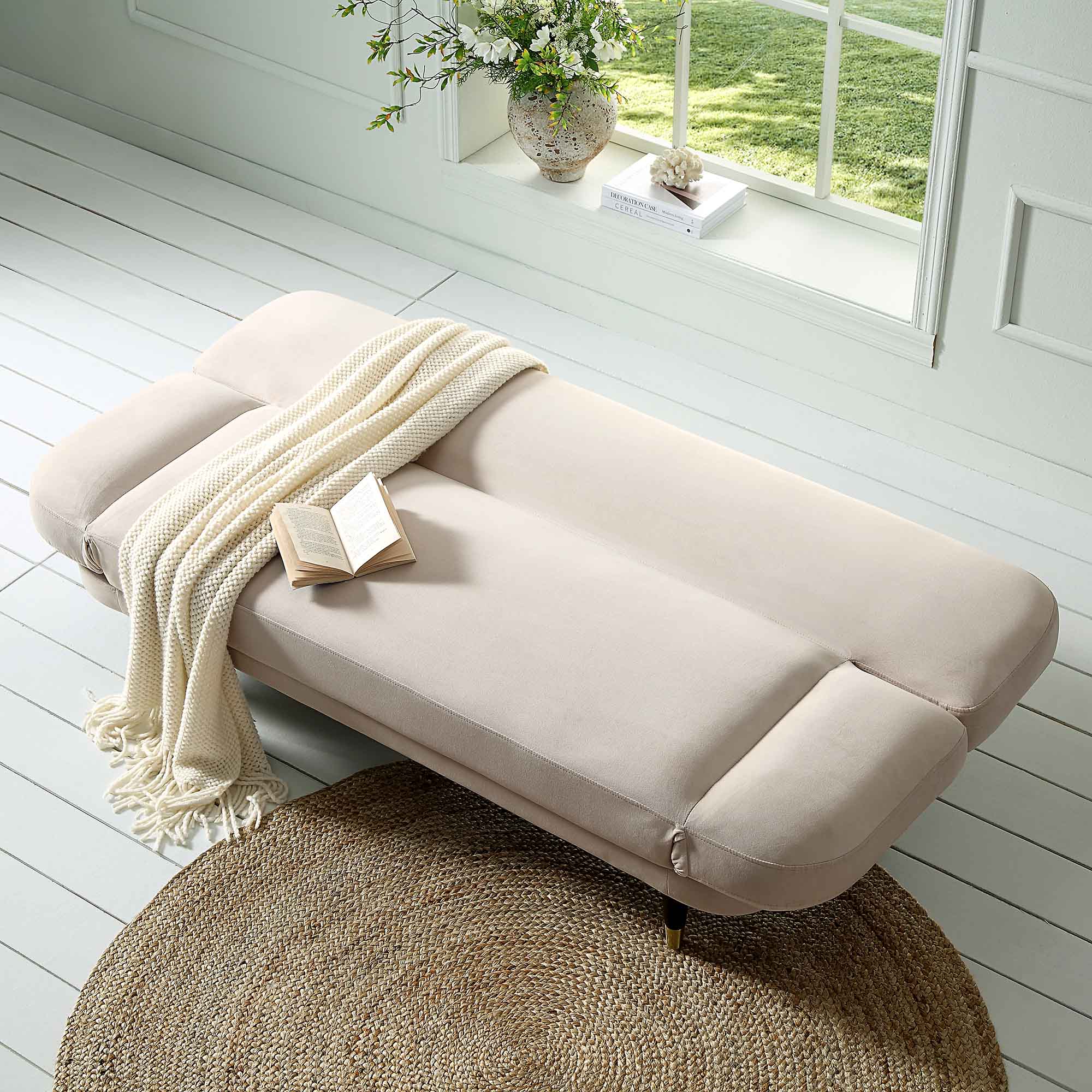 Solna 2-Seater Sofa Bed, Champagne Velvet - Image 3