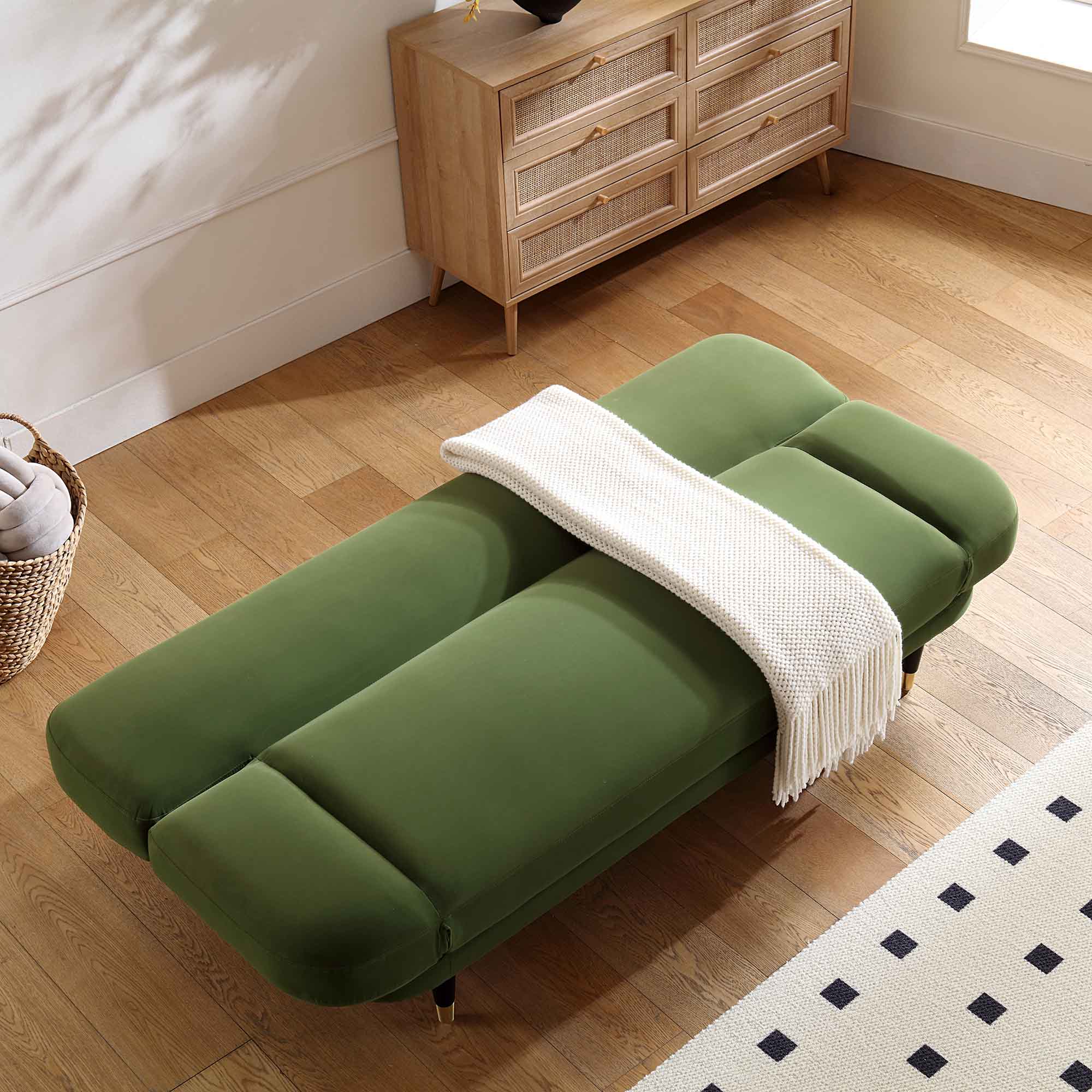 Solna 2-Seater Sofa Bed, Moss Green Velvet - Image 3