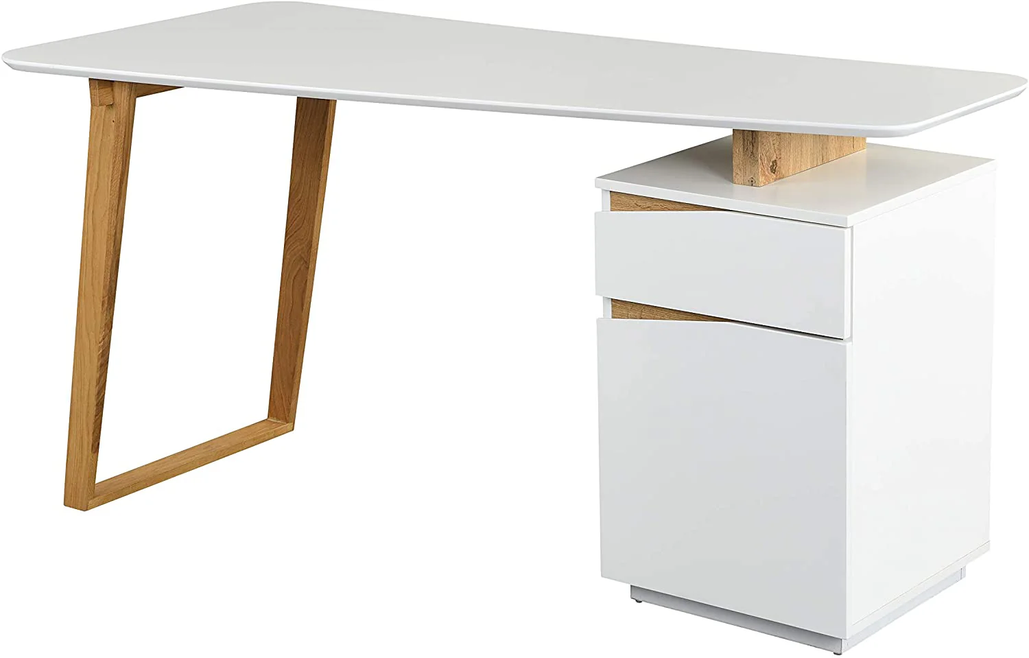 Soren Oak and White Desk with Cupboard - Image 3