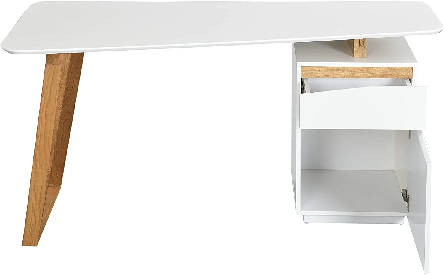 Soren Oak and White Desk with Cupboard - Image 4