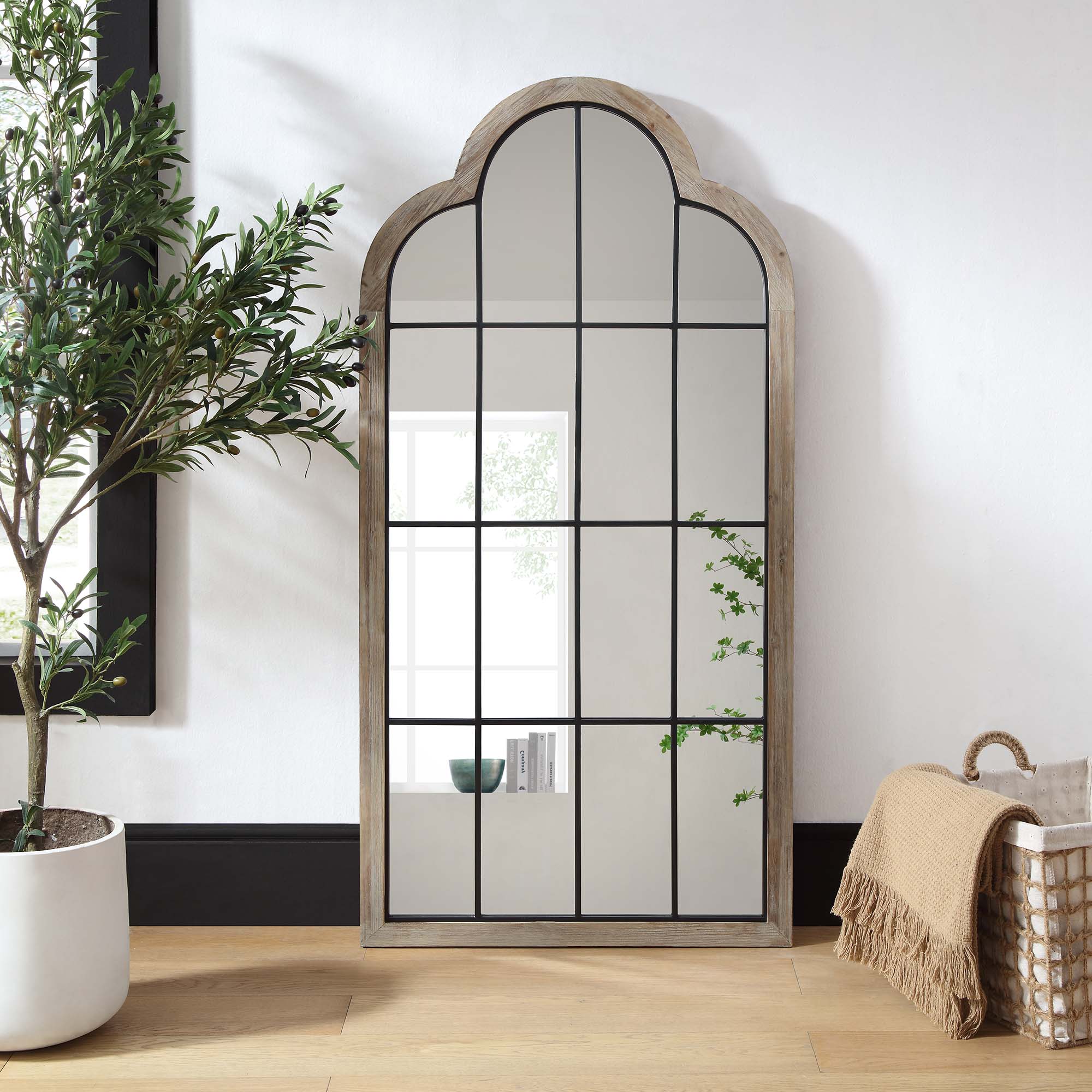 Southam Arched Full Length Wooden Frame Window Mirror 160 x 76 cm - Image 2