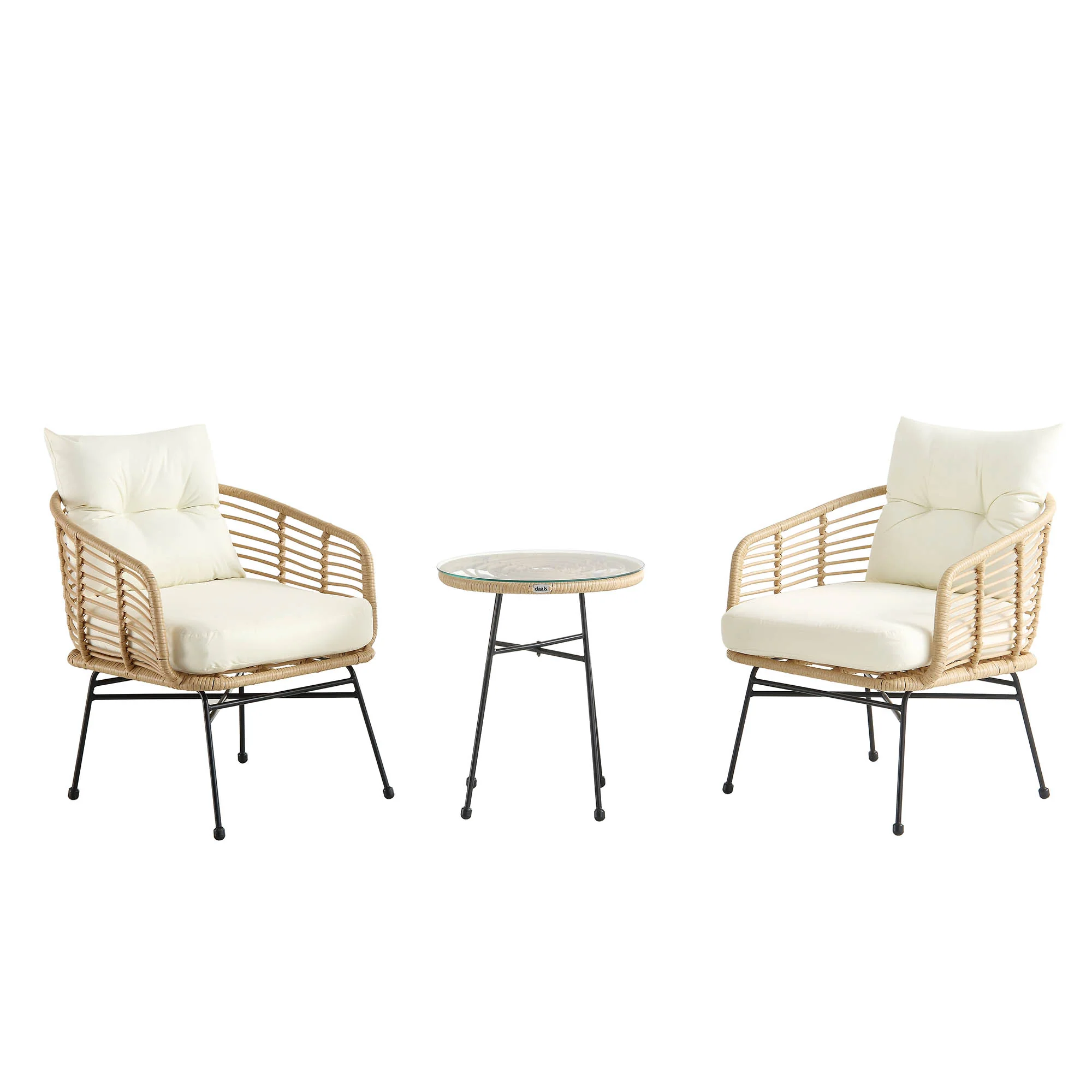St Loy Natural Rattan Bistro Set with Table - Image 3