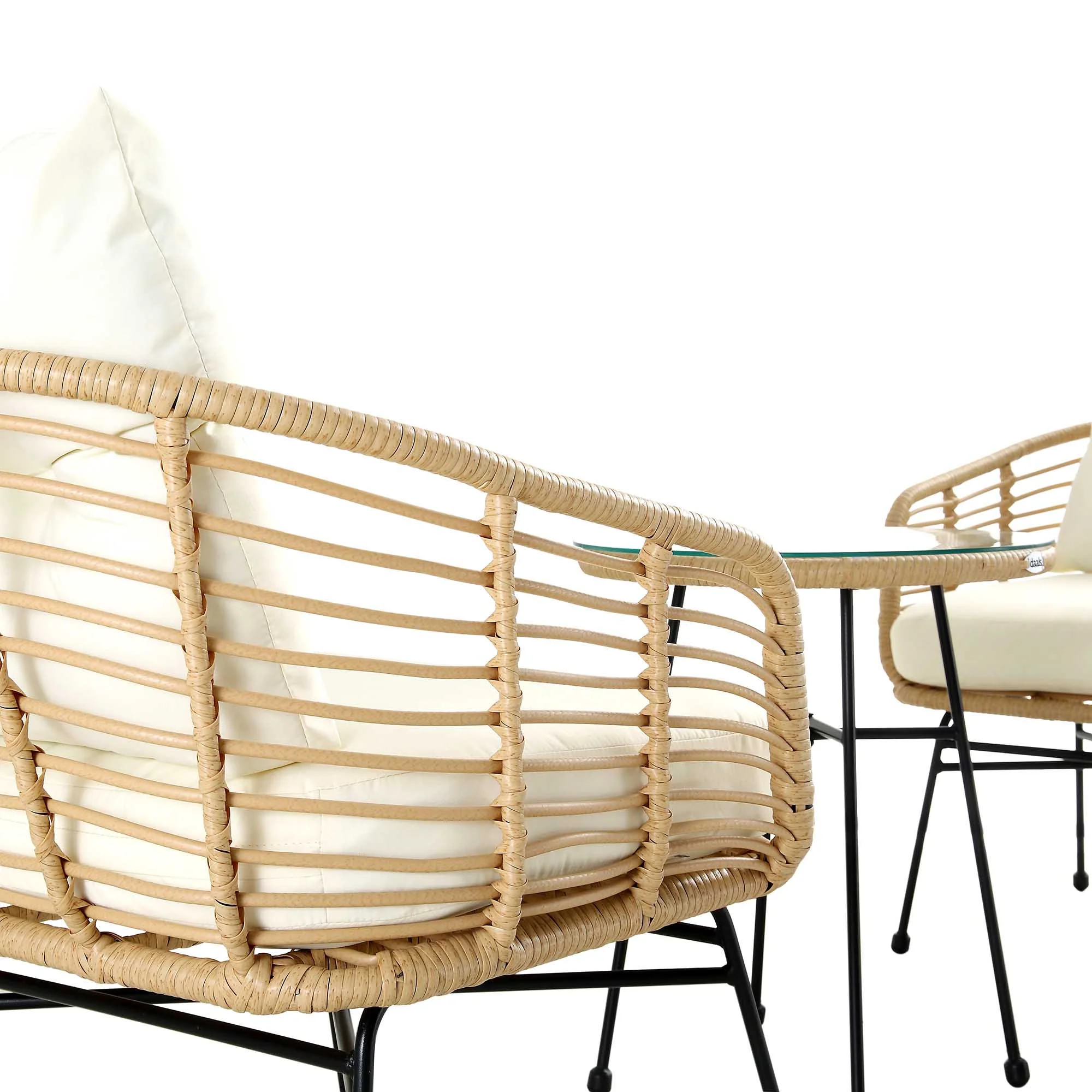 St Loy Natural Rattan Bistro Set with Table - Image 6