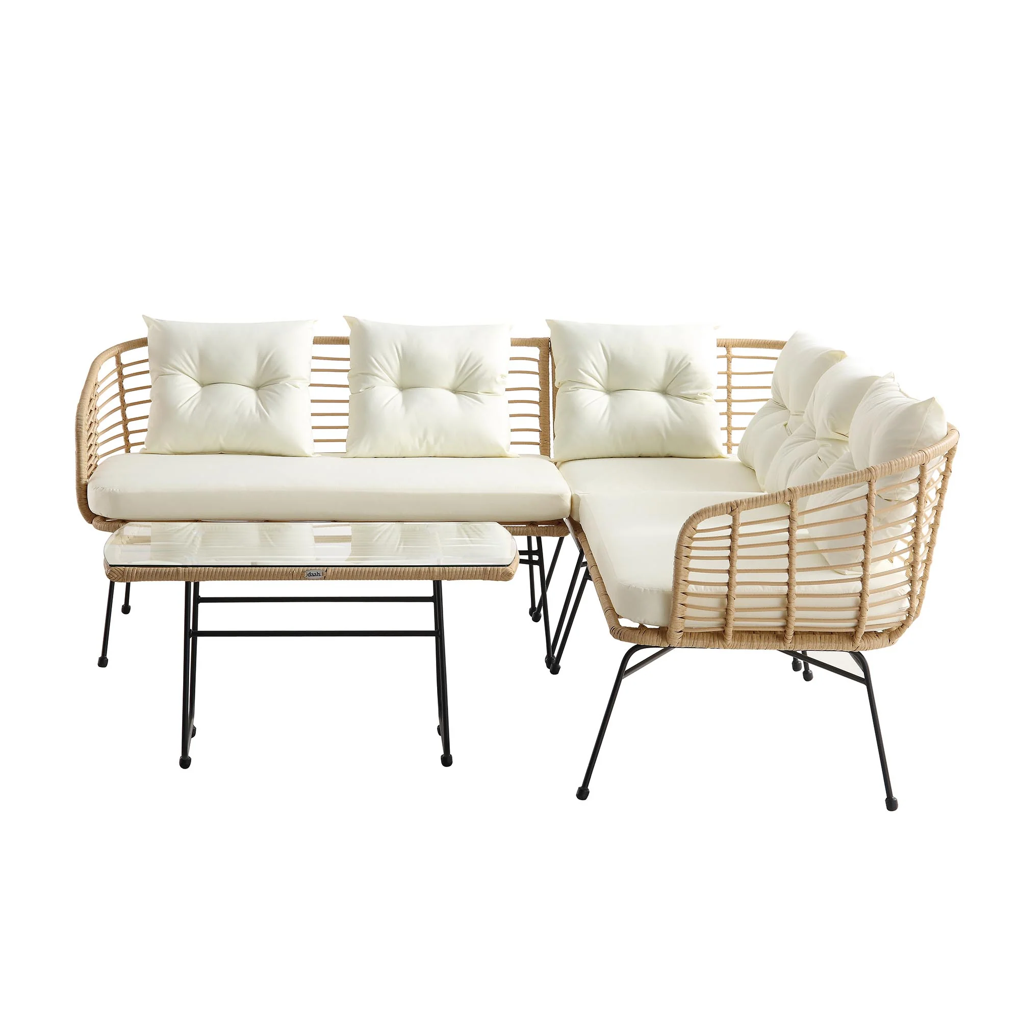 St Loy Natural Rattan Corner Sofa Set with Table - Image 12