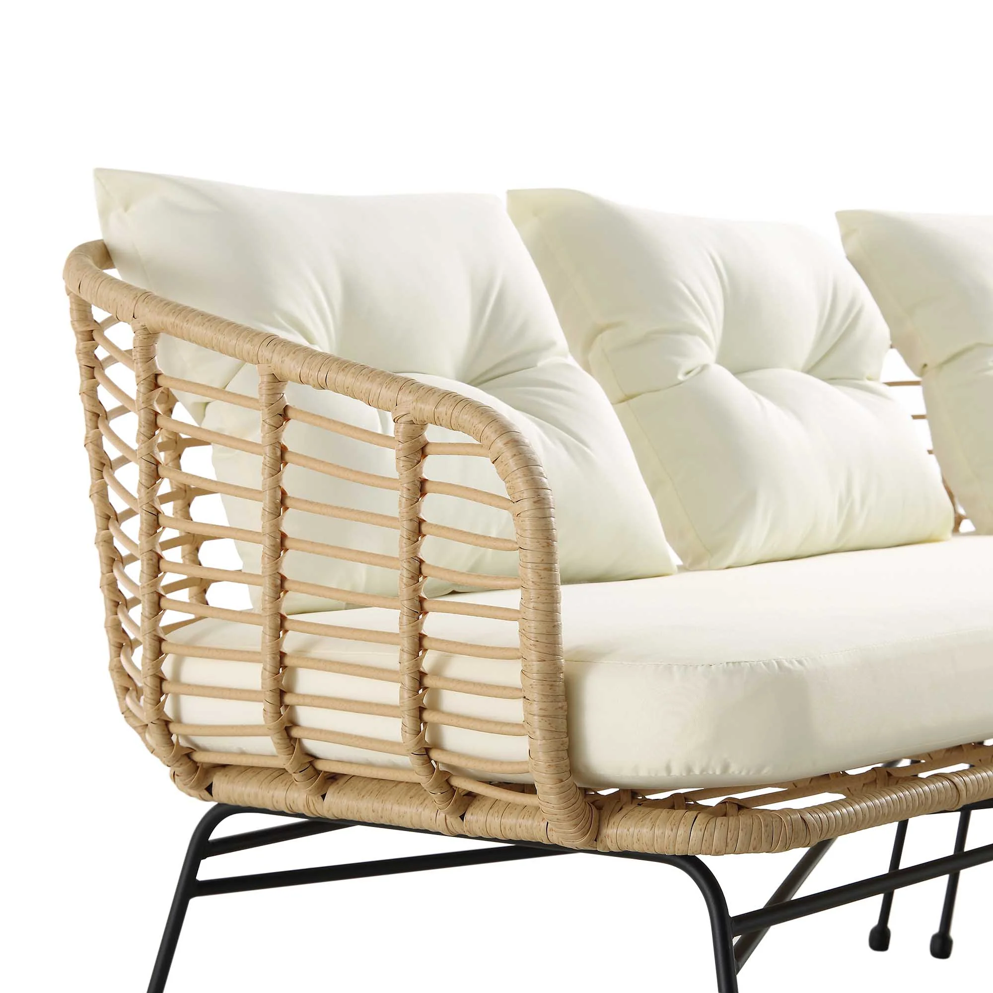 St Loy Natural Rattan Corner Sofa Set with Table - Image 16