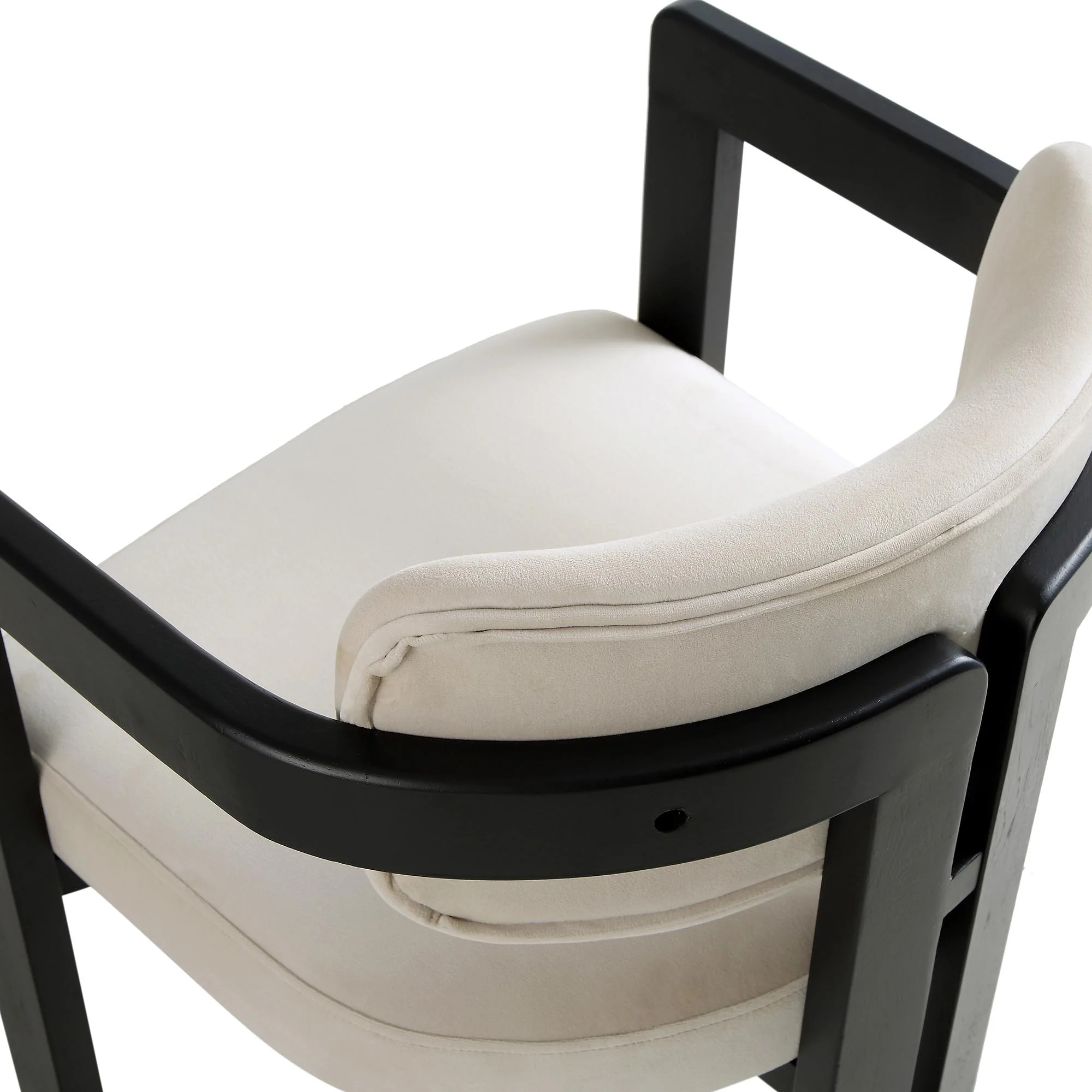 Stanford Curved Oak Frame Upholstered Chair, Champagne Velvet Black Frame - Image 12