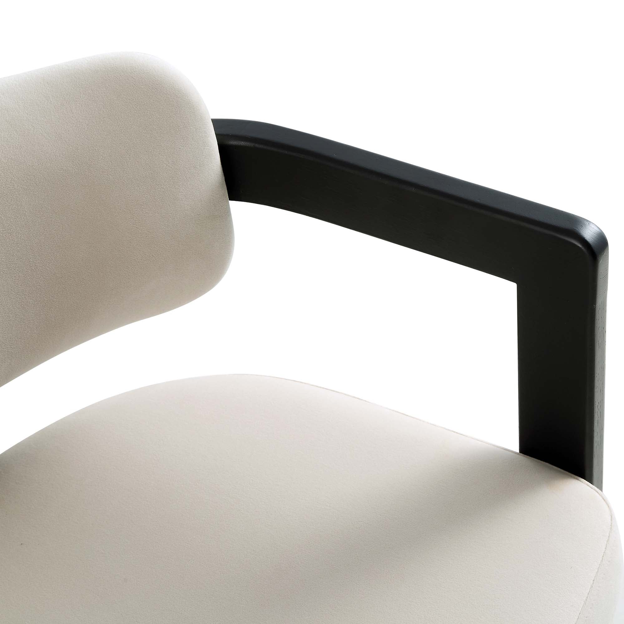 Stanford Curved Oak Frame Upholstered Chair, Champagne Velvet Black Frame - Image 13