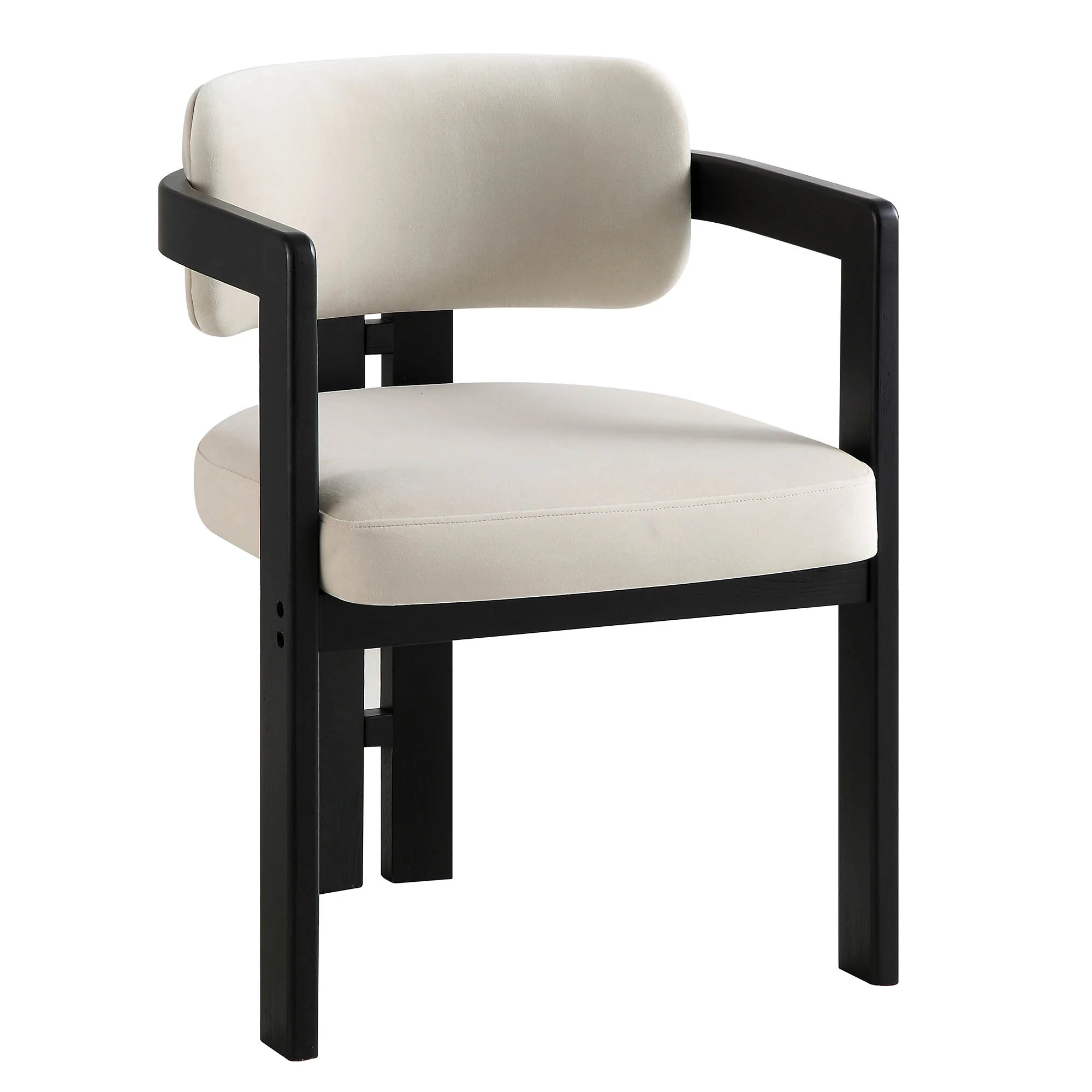 Stanford Curved Oak Frame Upholstered Chair, Champagne Velvet Black Frame - Image 4