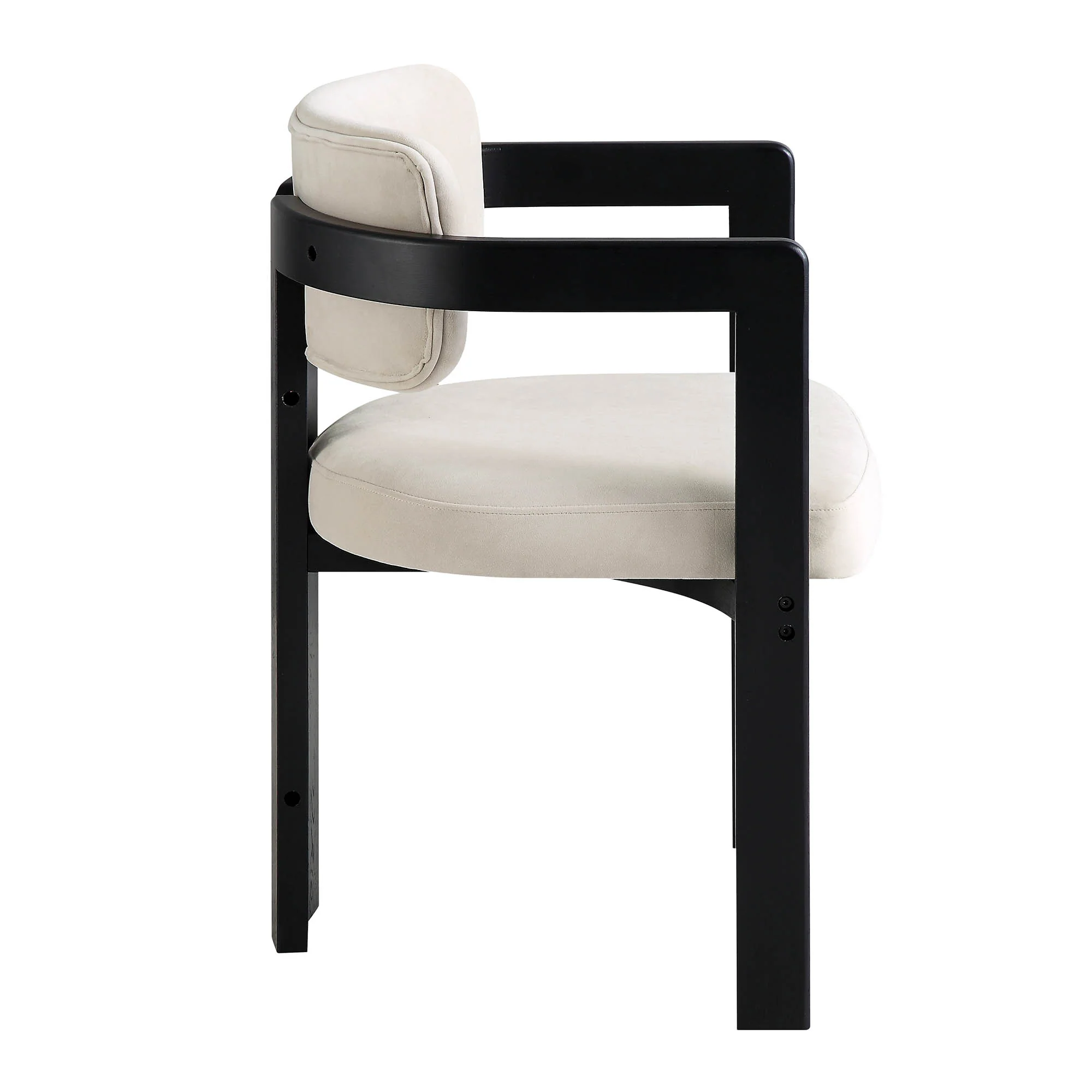 Stanford Curved Oak Frame Upholstered Chair, Champagne Velvet Black Frame - Image 6