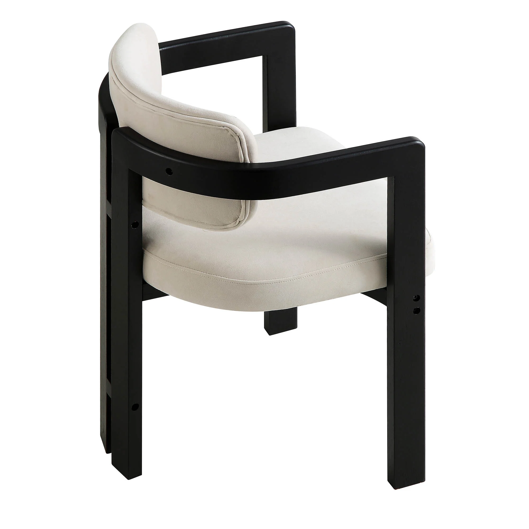 Stanford Curved Oak Frame Upholstered Chair, Champagne Velvet Black Frame - Image 8