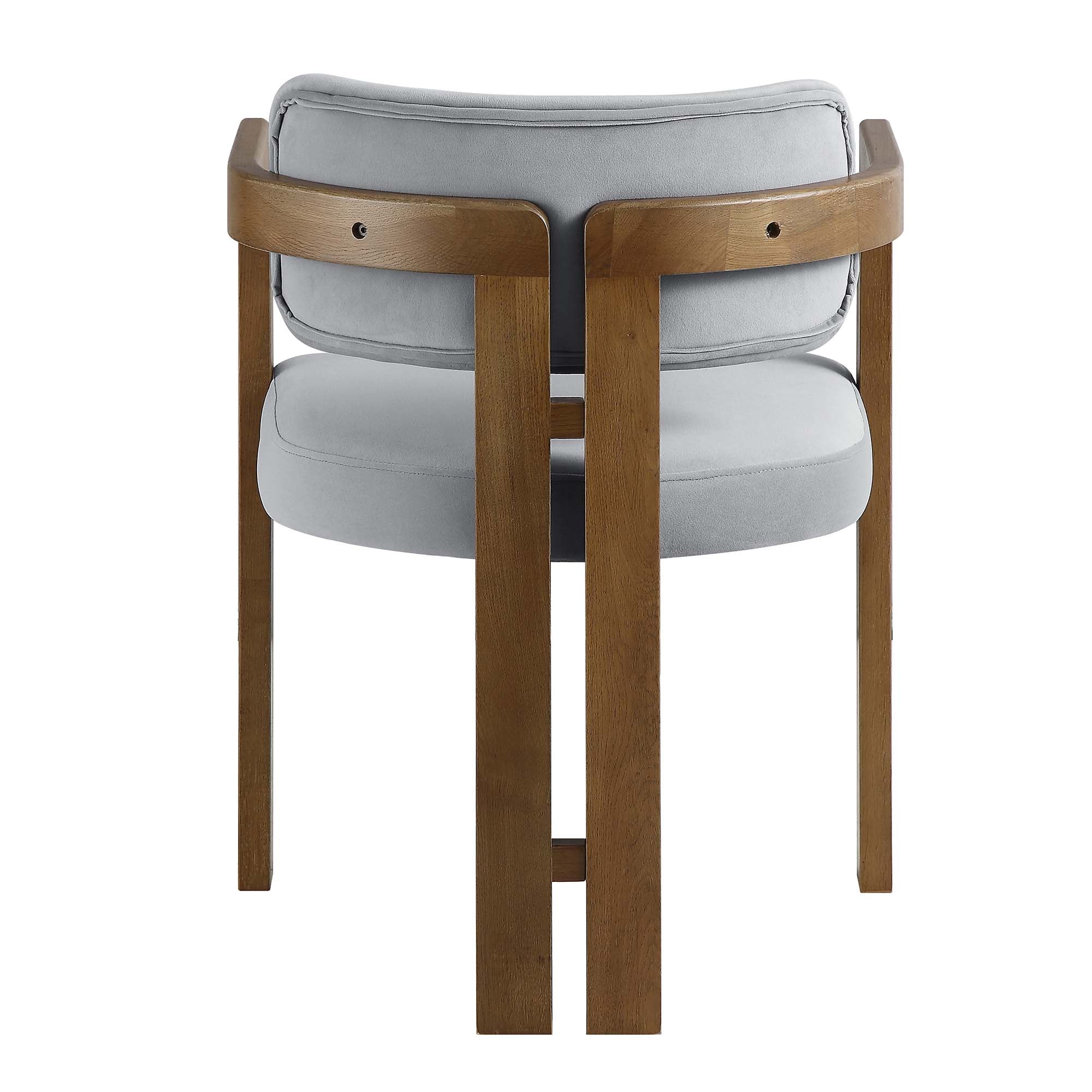 Stanford Curved Walnut Wood Frame Grey Velvet Chair - Image 10
