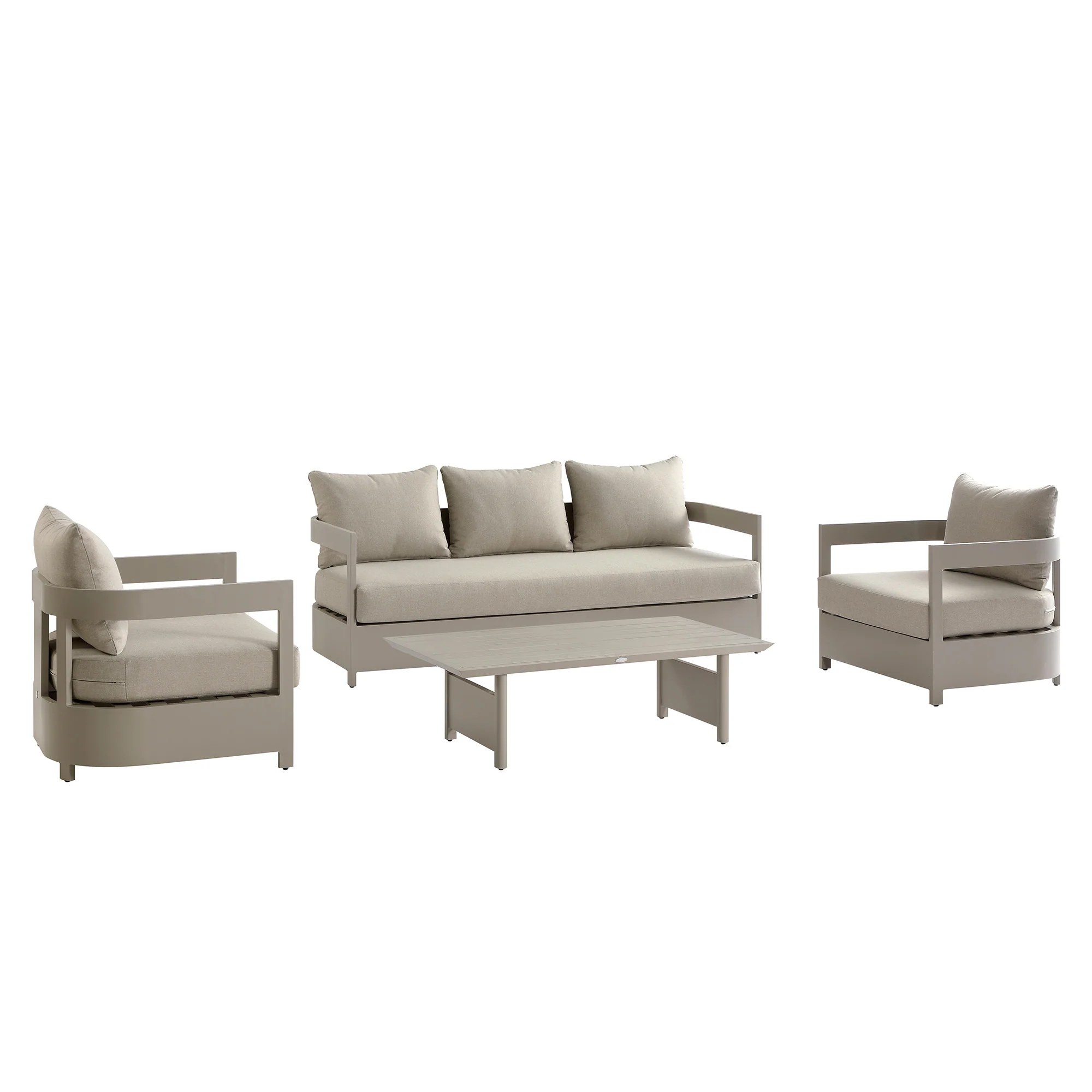 Stanford Outdoor 5-Seater Sofa Set, Taupe with Light Taupe Fabric - Image 12