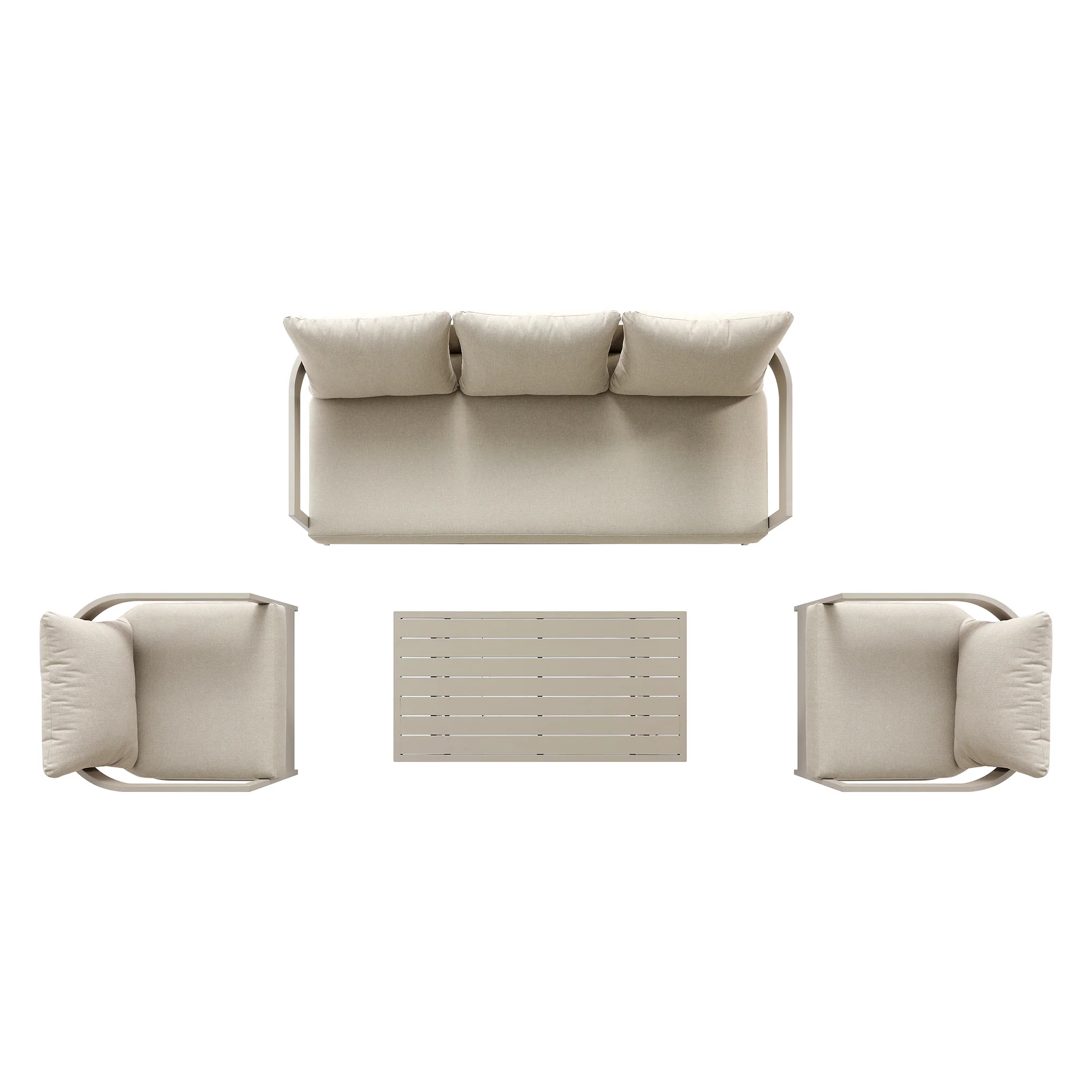 Stanford Outdoor 5-Seater Sofa Set, Taupe with Light Taupe Fabric - Image 15