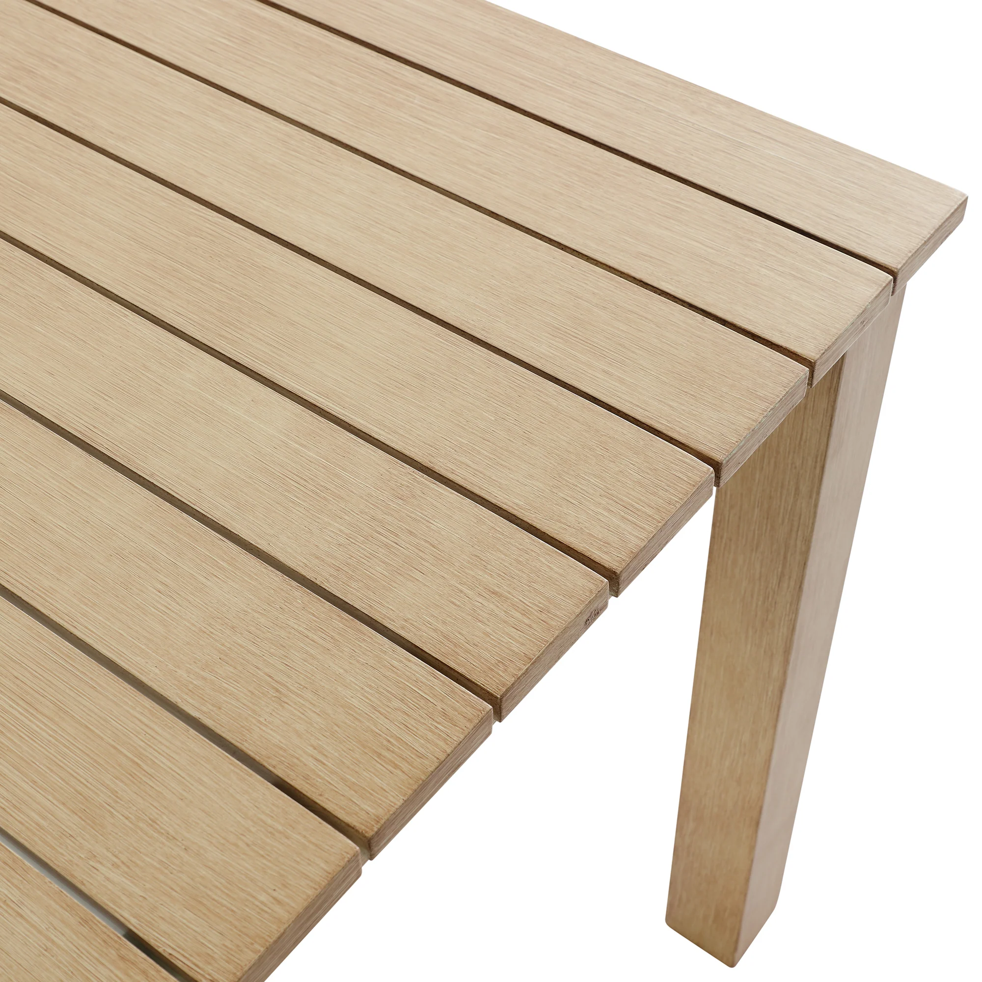 Stanford Outdoor 6-Seater Rectangular Dining Set, Natural with Beige Boucle Fabric - Image 16